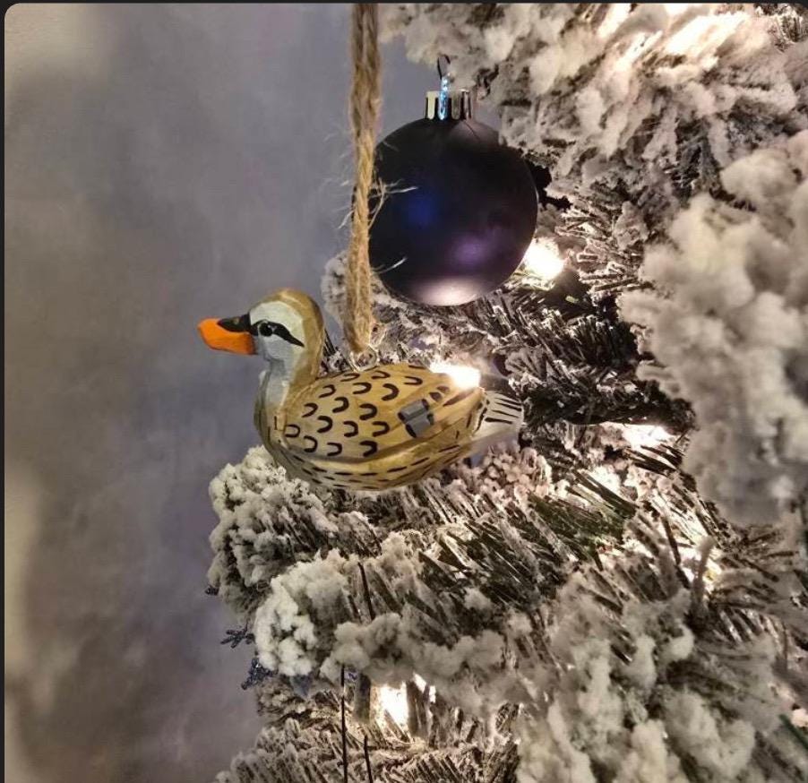 Hand-Carved Wooden Female Mallard Duck Ornament – Rustic Bird Decor