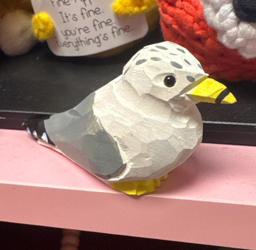Seagull Handmade Wood Figurine Statue Albatross Bird Sculpture Decor Miniature Art Carve Small Animal