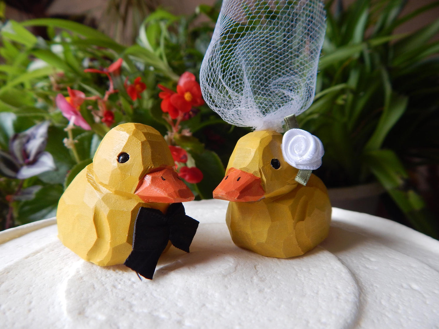 Baby Duck Cake Topper Bride & Groom Love Wedding Engagement Anniversary Carved Wood Statue