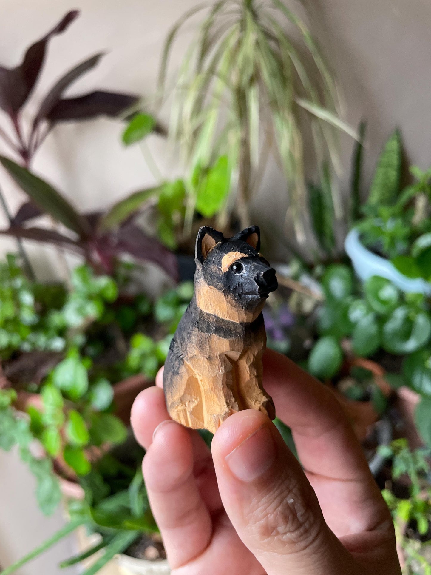 German Shepard dog Cake Topper Bride & Groom Love Wedding Engagement Anniversary Carved Wood Statue