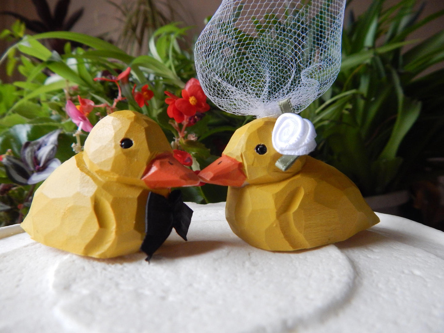 Baby Duck Cake Topper Bride & Groom Love Wedding Engagement Anniversary Carved Wood Statue
