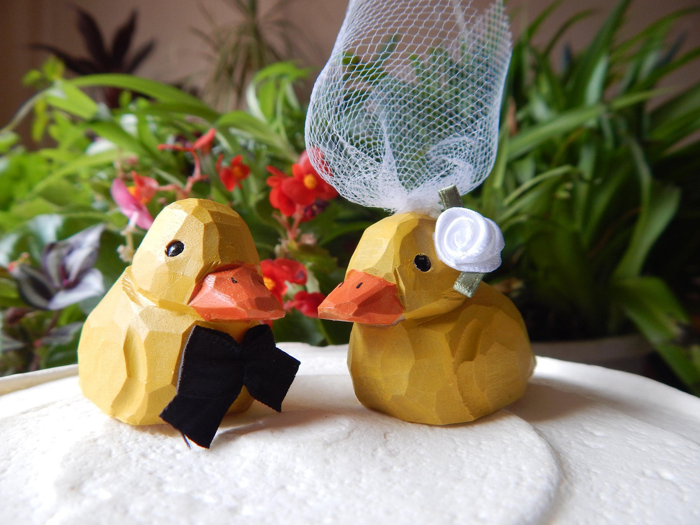 Baby Duck Cake Topper Bride & Groom Love Wedding Engagement Anniversary Carved Wood Statue