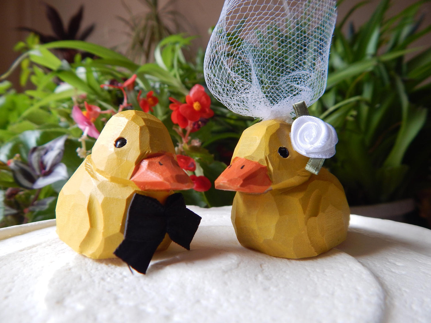 Baby Duck Cake Topper Bride & Groom Love Wedding Engagement Anniversary Carved Wood Statue