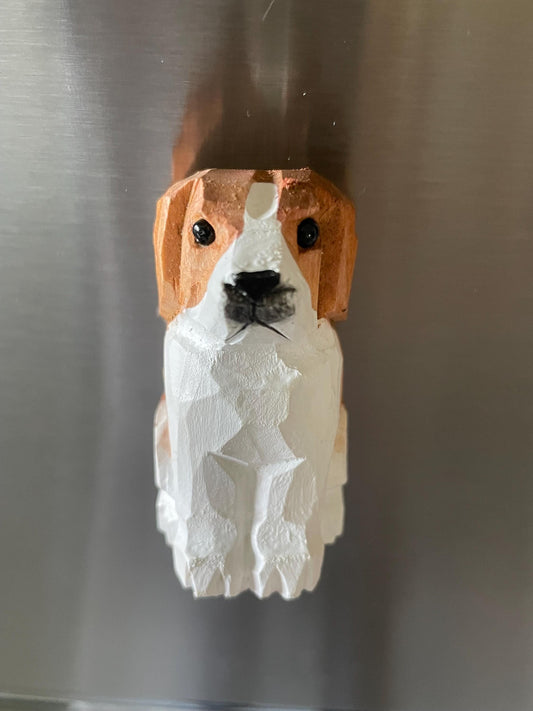 Beagle-Dog Puppy fridge Magnet- Small Wood Dogs Statue Art Handmade Carving Decoration Miniature Animals