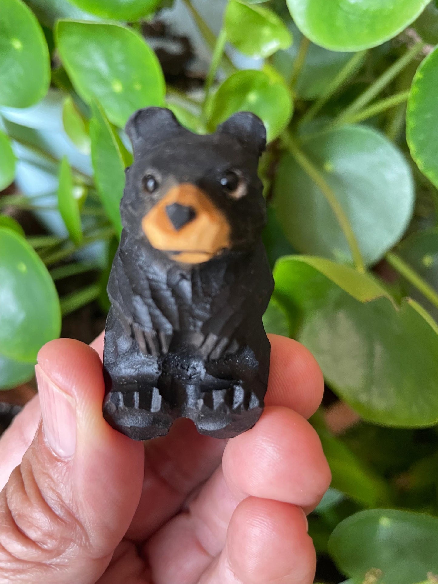 Handmade Carved Maple Wood Black Bear Fridge Magnet