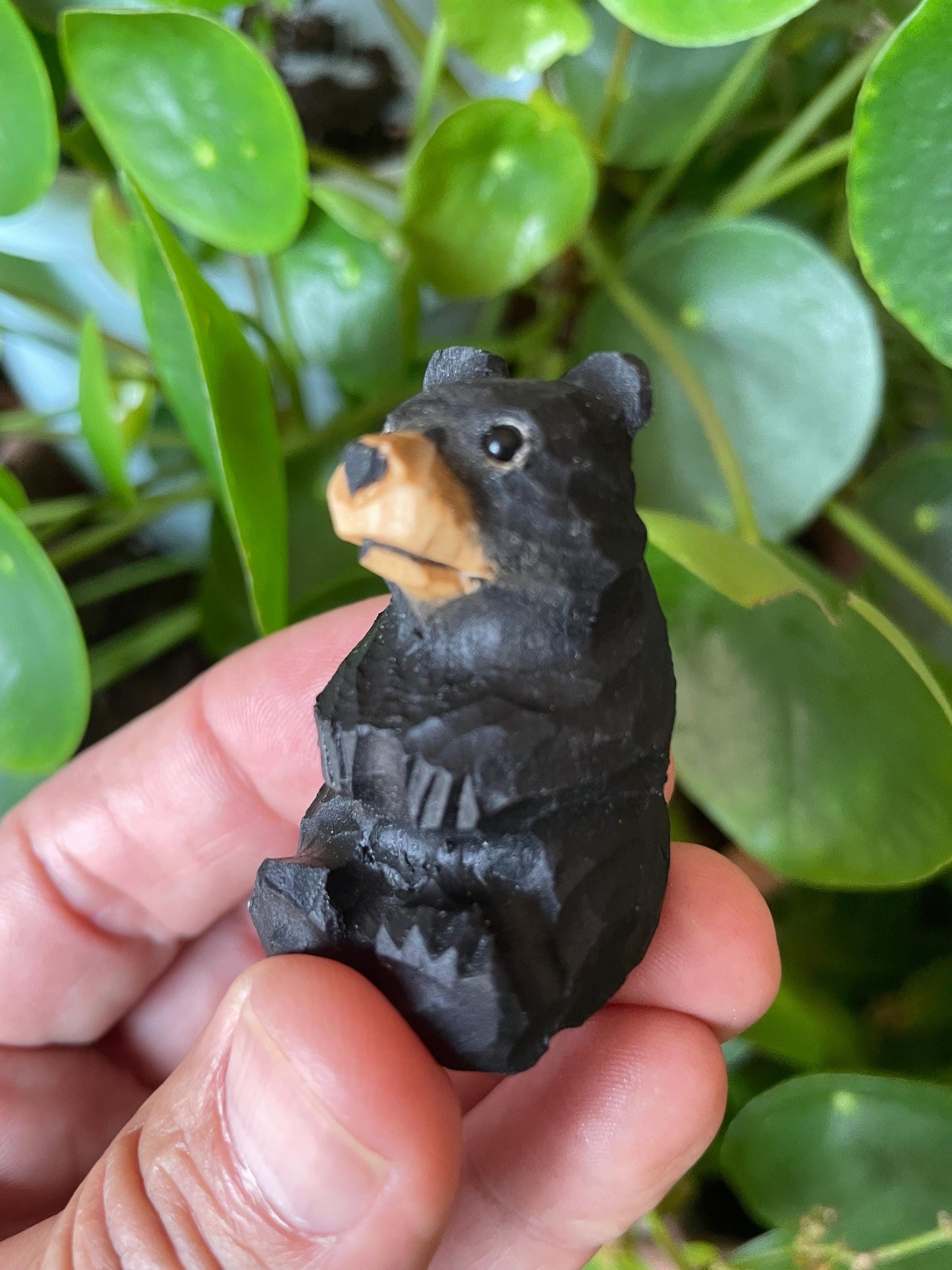 Handmade Carved Maple Wood Black Bear Fridge Magnet