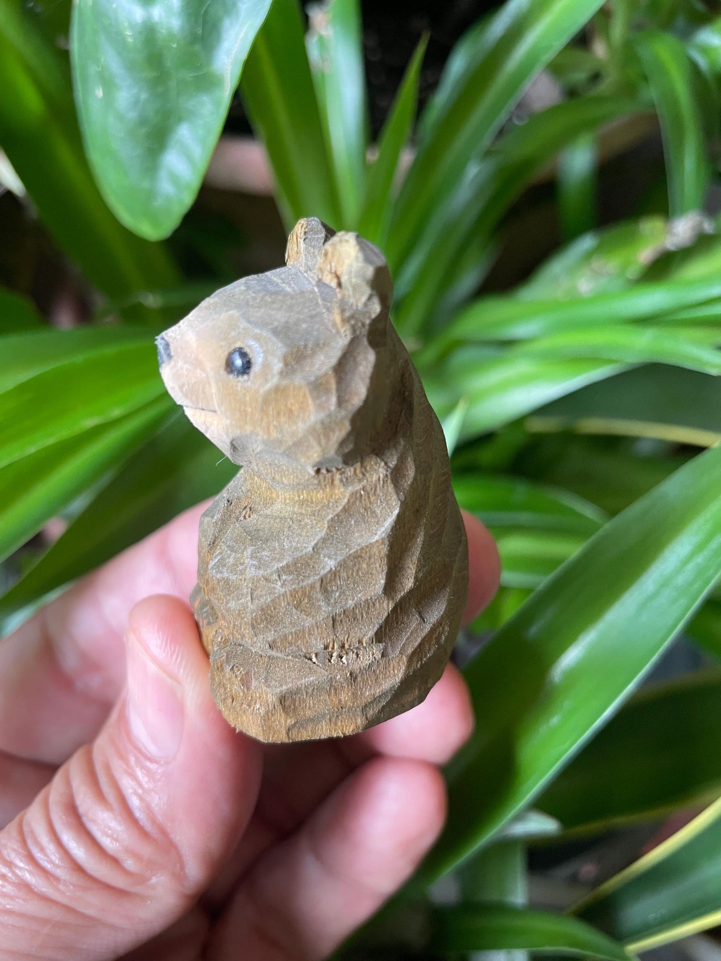 Handmade Carved Wood Brown Bear Fridge Magnet: Forest Animal Decor