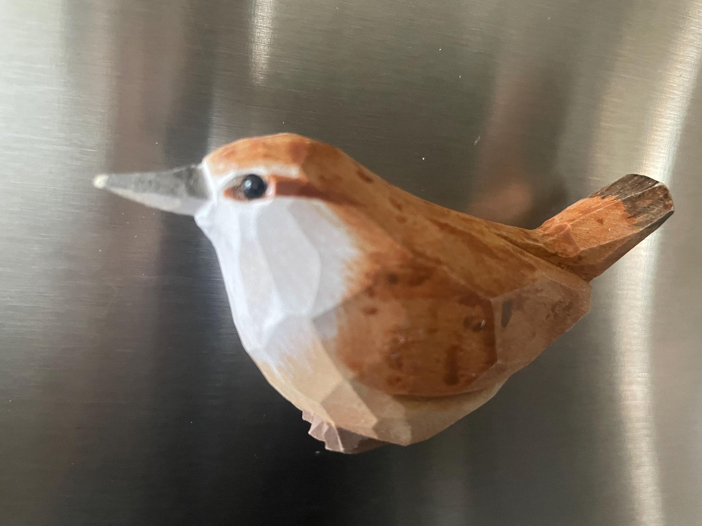 Handmade Carolina Wren Wooden Bird Fridge Magnet