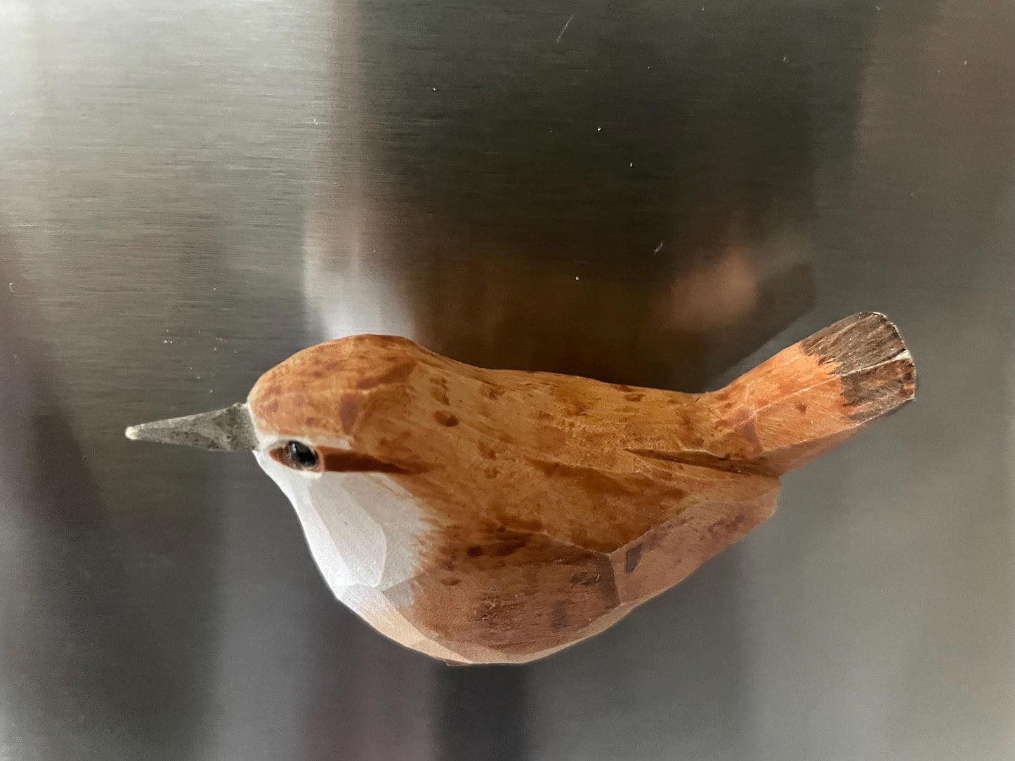 Handmade Carolina Wren Wooden Bird Fridge Magnet