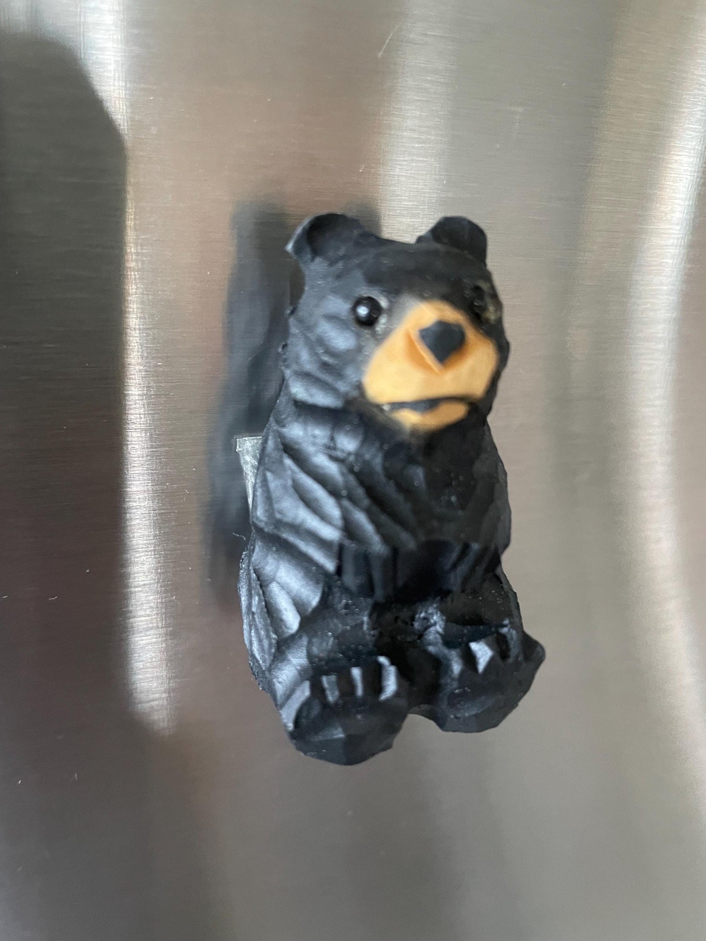 Handmade Carved Maple Wood Black Bear Fridge Magnet