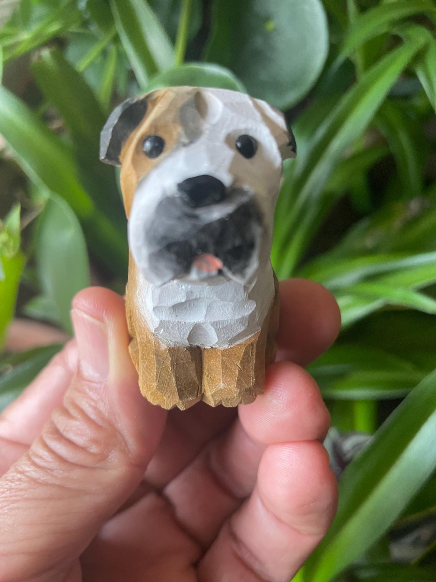 Hand Carved Wooden Bulldog Puppy Fridge Magnet: Rustic Decor