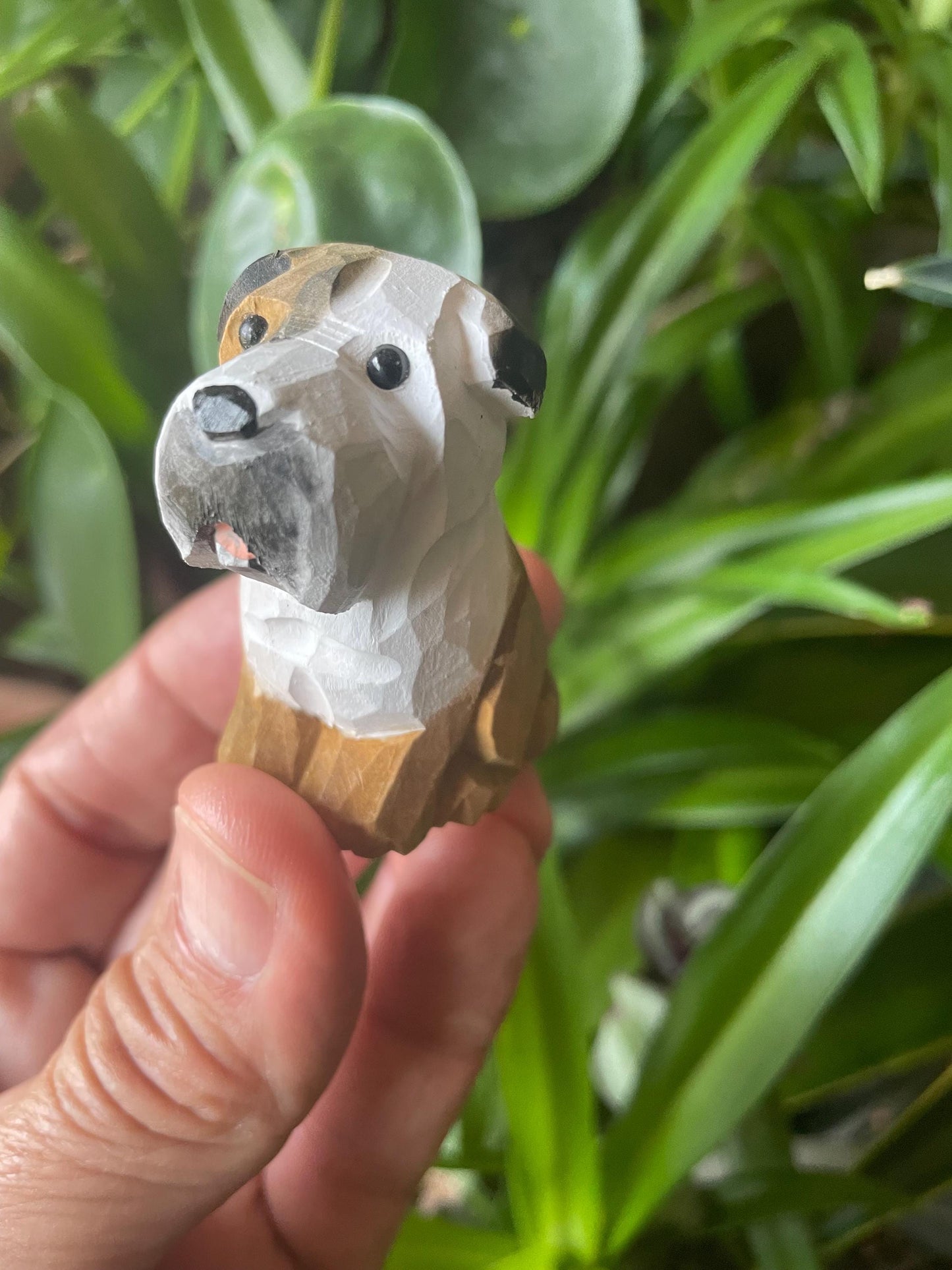Hand Carved Wooden Bulldog Puppy Fridge Magnet: Rustic Decor