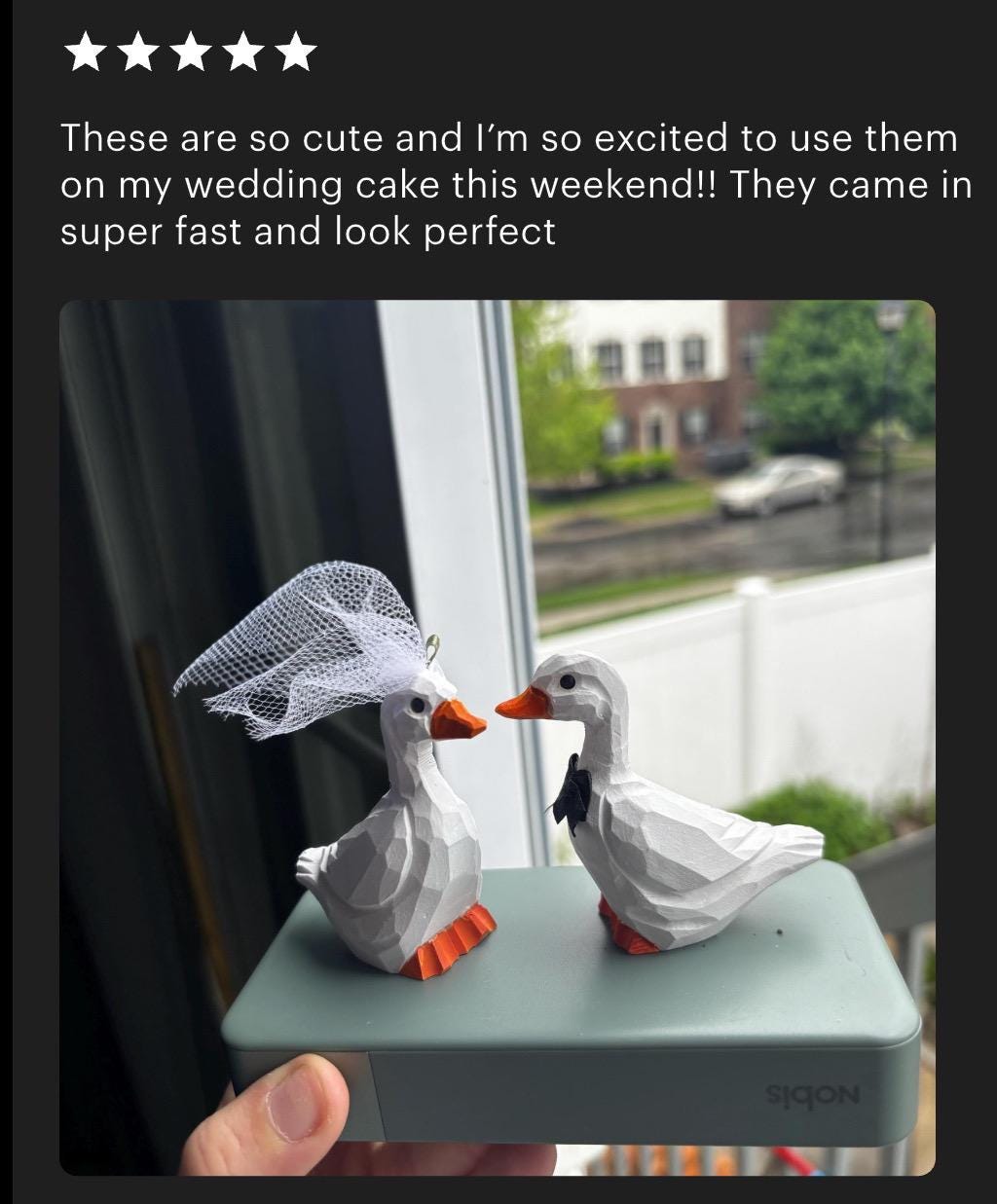 Goose Wooden Figurine Set | Hand Carved Bride Groom Cake Topper