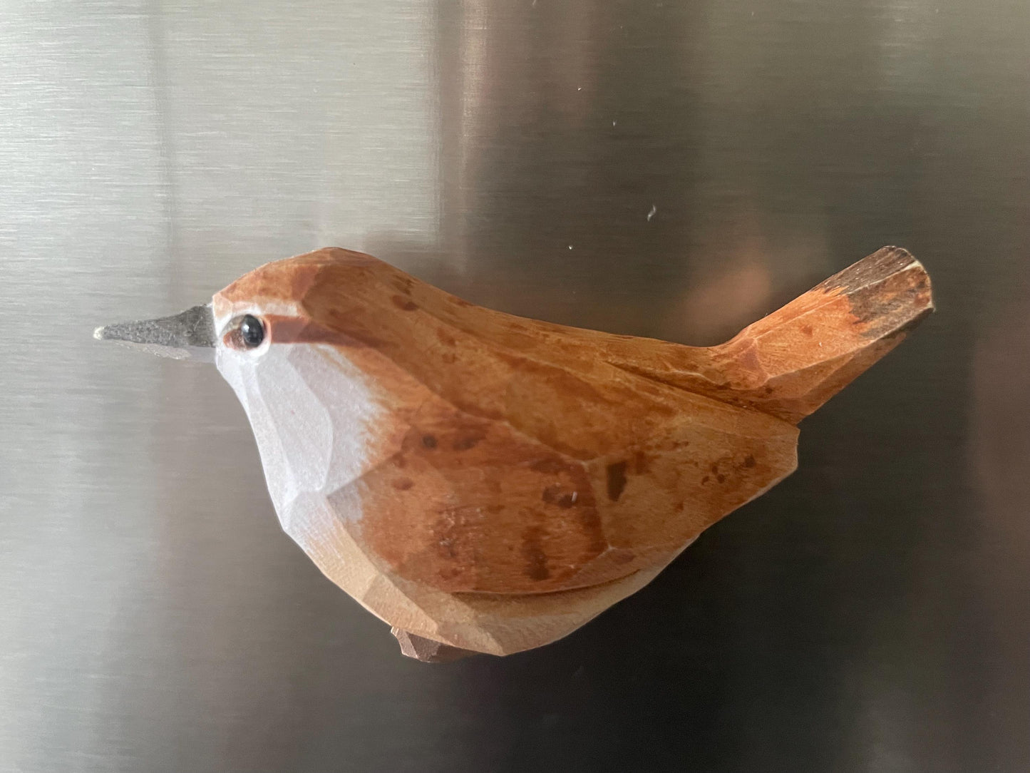 Handmade Carolina Wren Wooden Bird Fridge Magnet