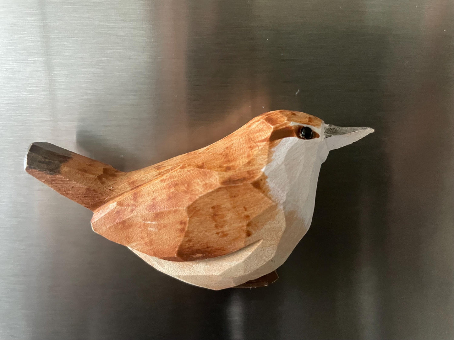 Handmade Carolina Wren Wooden Bird Fridge Magnet