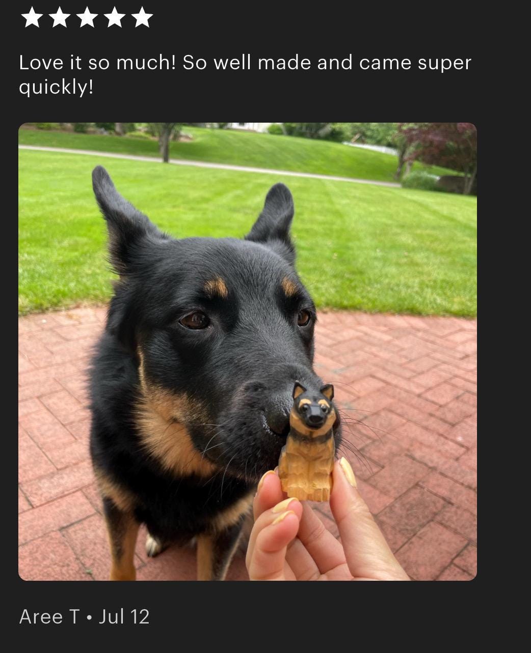 Hand-Carved Wooden German Shepherd Ornament – Mini Dog Figurine Decor