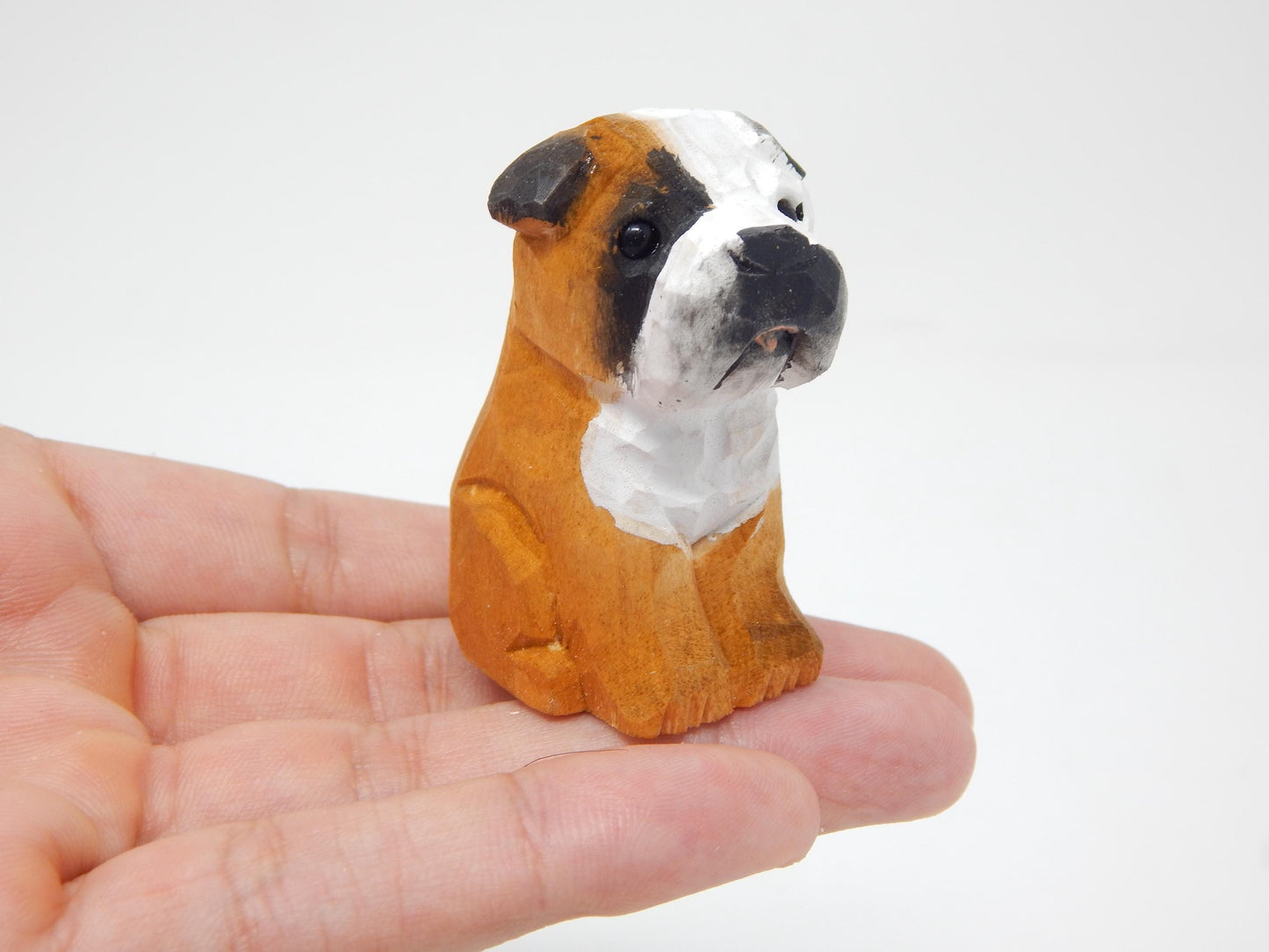 Bulldog Cake Topper Bride & Groom Love Wedding Engagement Anniversary Carved Wood Statue
