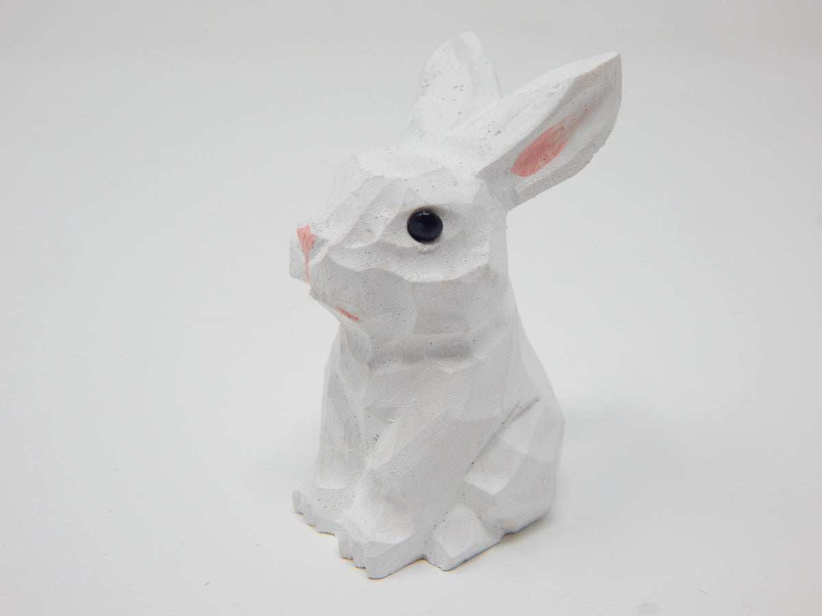 White Rabbit Bunny Cake Topper Bride & Groom Wedding Engagement Anniversary Carved Wood Statue