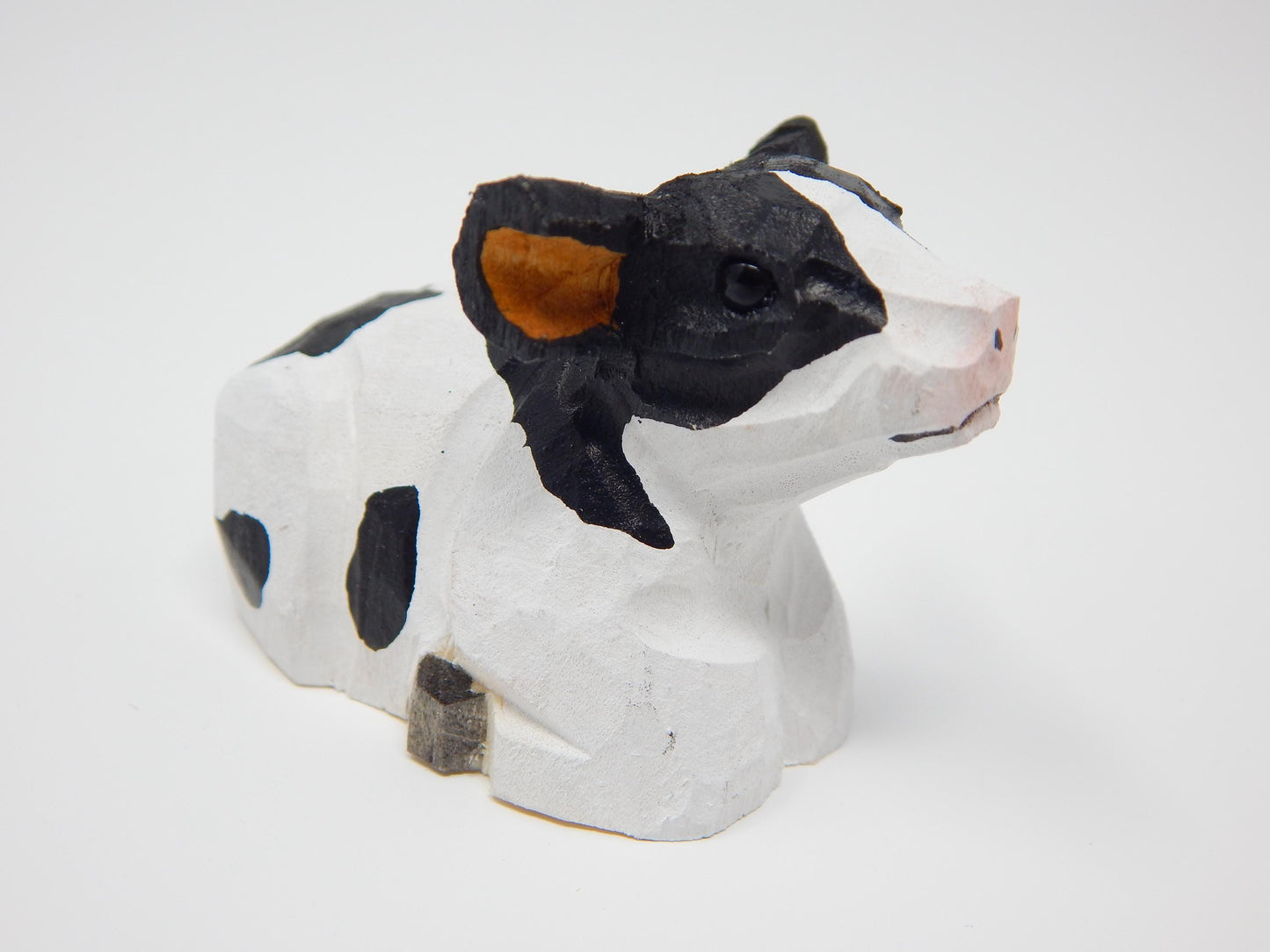 Hand-Carved Wooden Spotted Cow Wedding Cake Topper – Miniature Bride Groom Farm Figurine