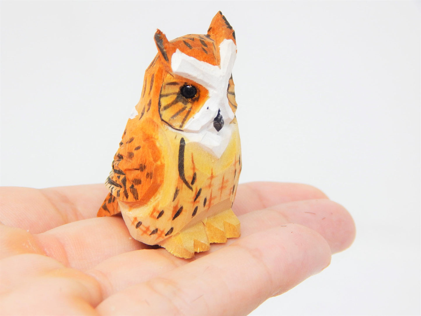 Horn Owl figurine Bird Cake Topper Bride & Groom Wedding Engagement Anniversary Carved Wood Statue