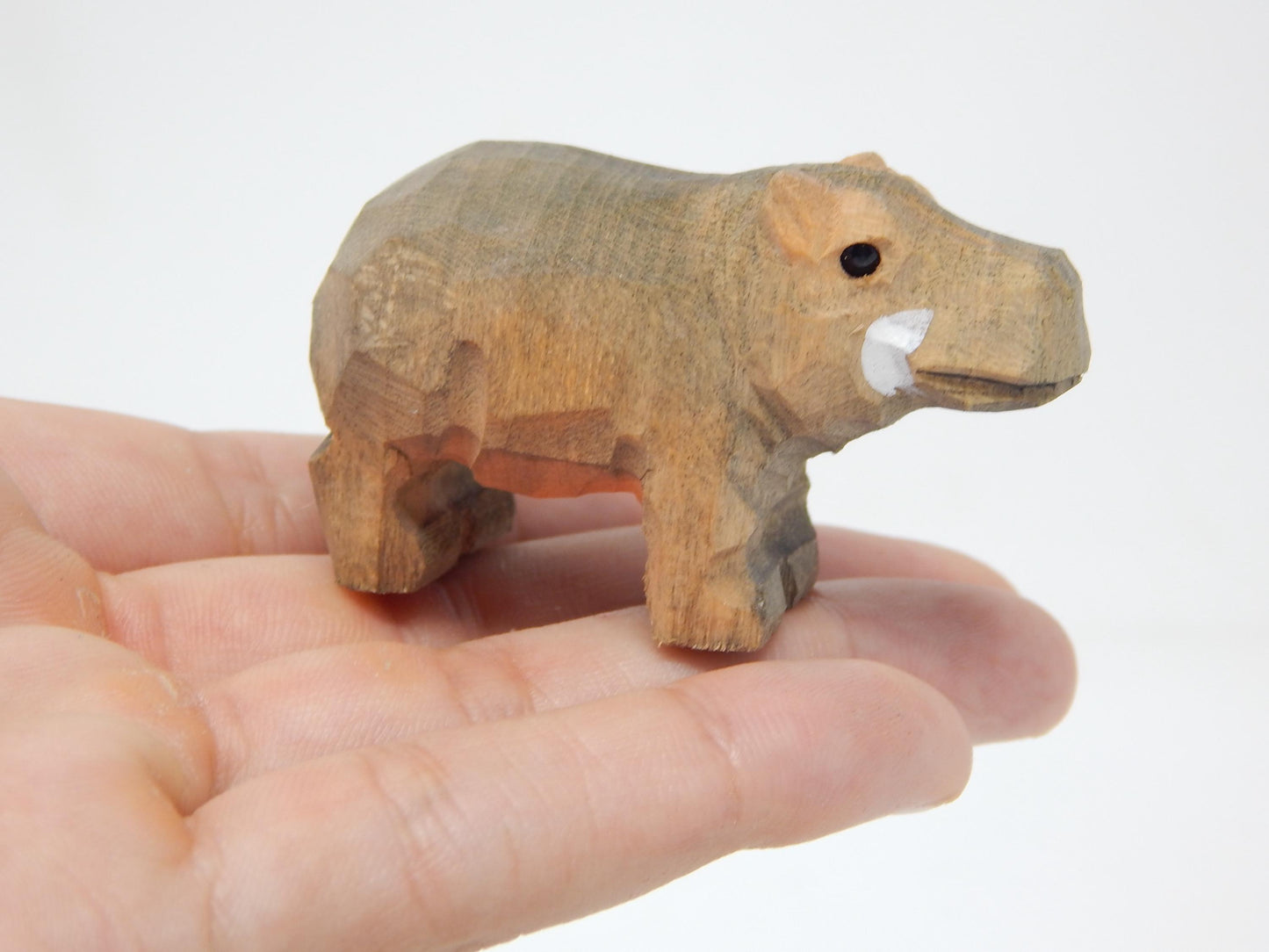 Hand-Carved Wooden Hippo Cake Topper: Miniature Bride Groom Wedding Figurines