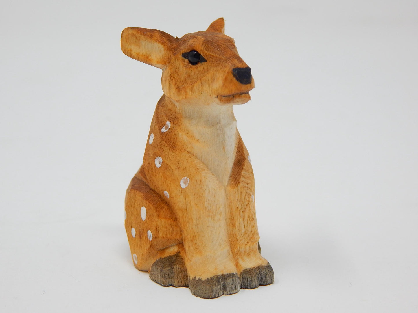 Spotted Deer Figurine Cake Topper Bride & Groom Wedding Engagement Anniversary Carved Wood Statue