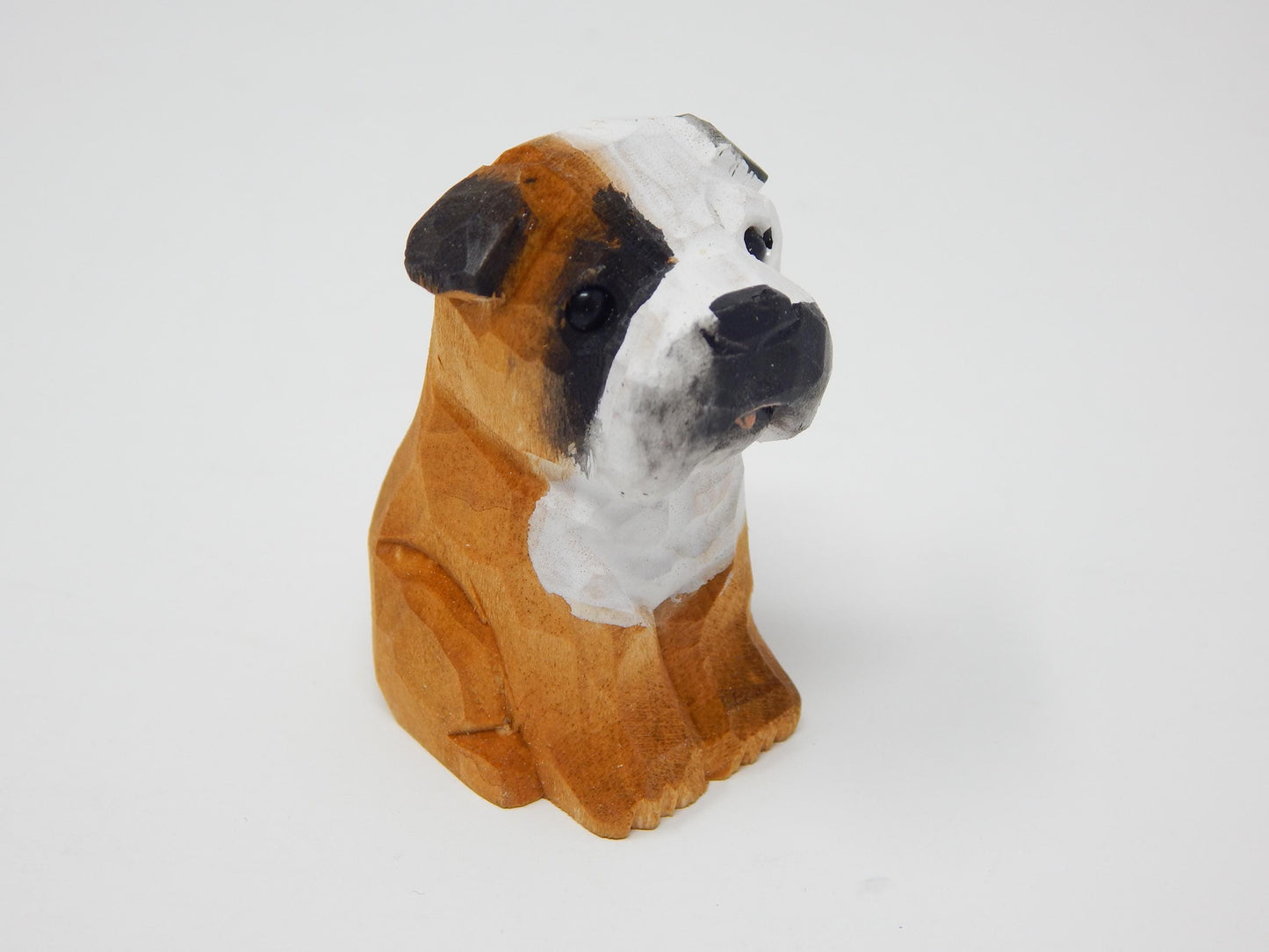 Bulldog Cake Topper Bride & Groom Love Wedding Engagement Anniversary Carved Wood Statue