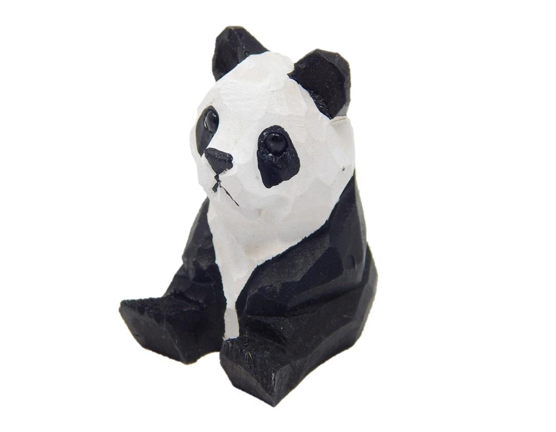 Panda Bear Cake Topper Bride & Groom Love Wedding Engagement Anniversary Carved Wood Statue