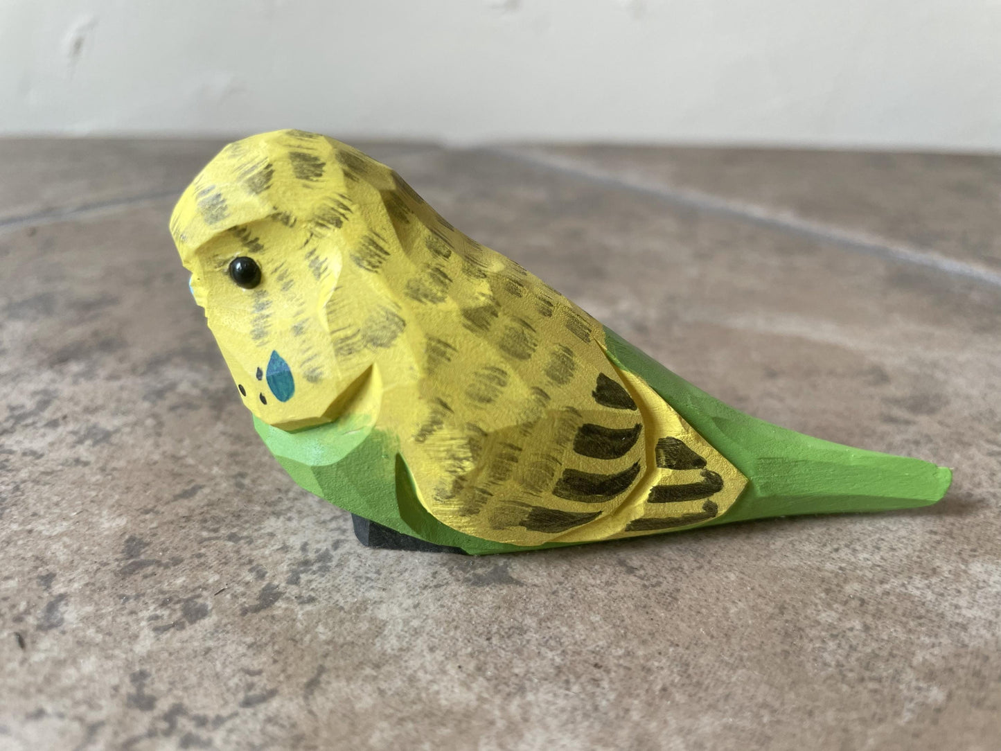 Hand-Carved Wooden Parakeet Ornament – Budgie Rustic Hanging Decor