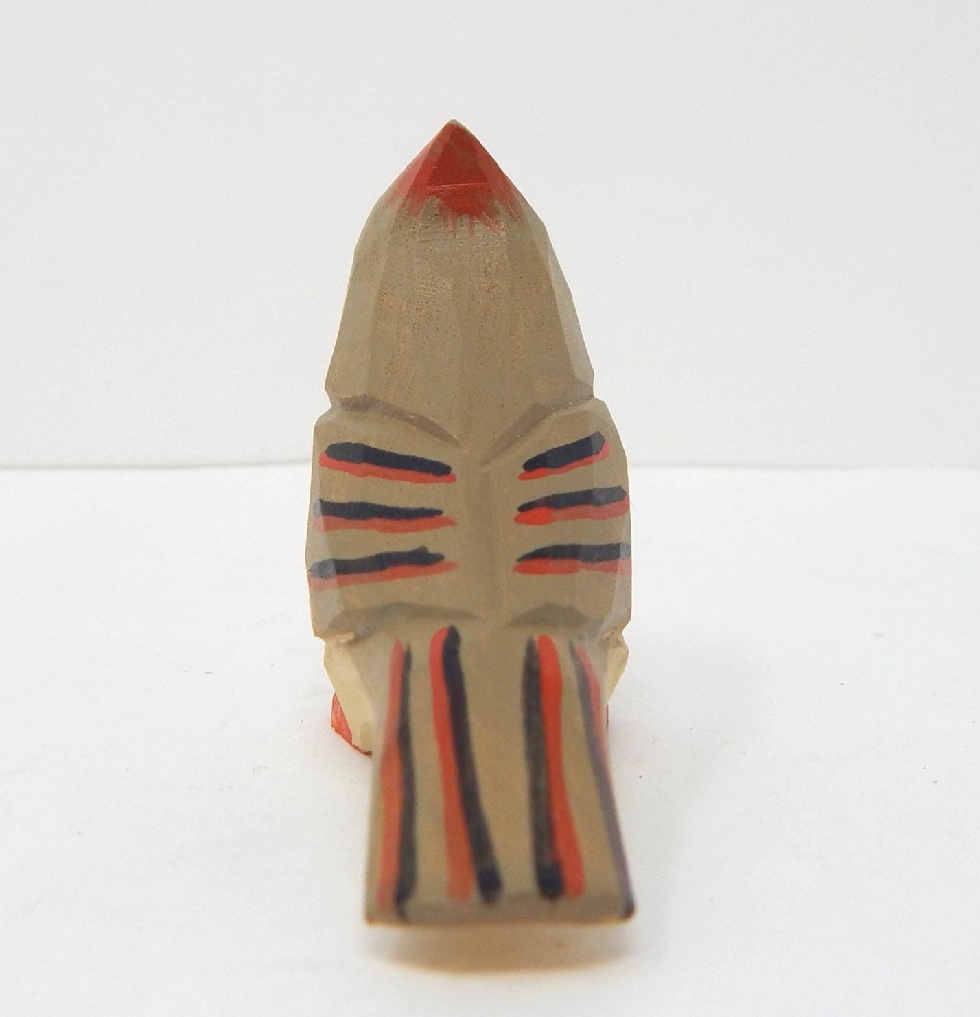 Hand-Carved Female Cardinal Keychain: Hook Clip Miniature Wooden Red Bird Figurine
