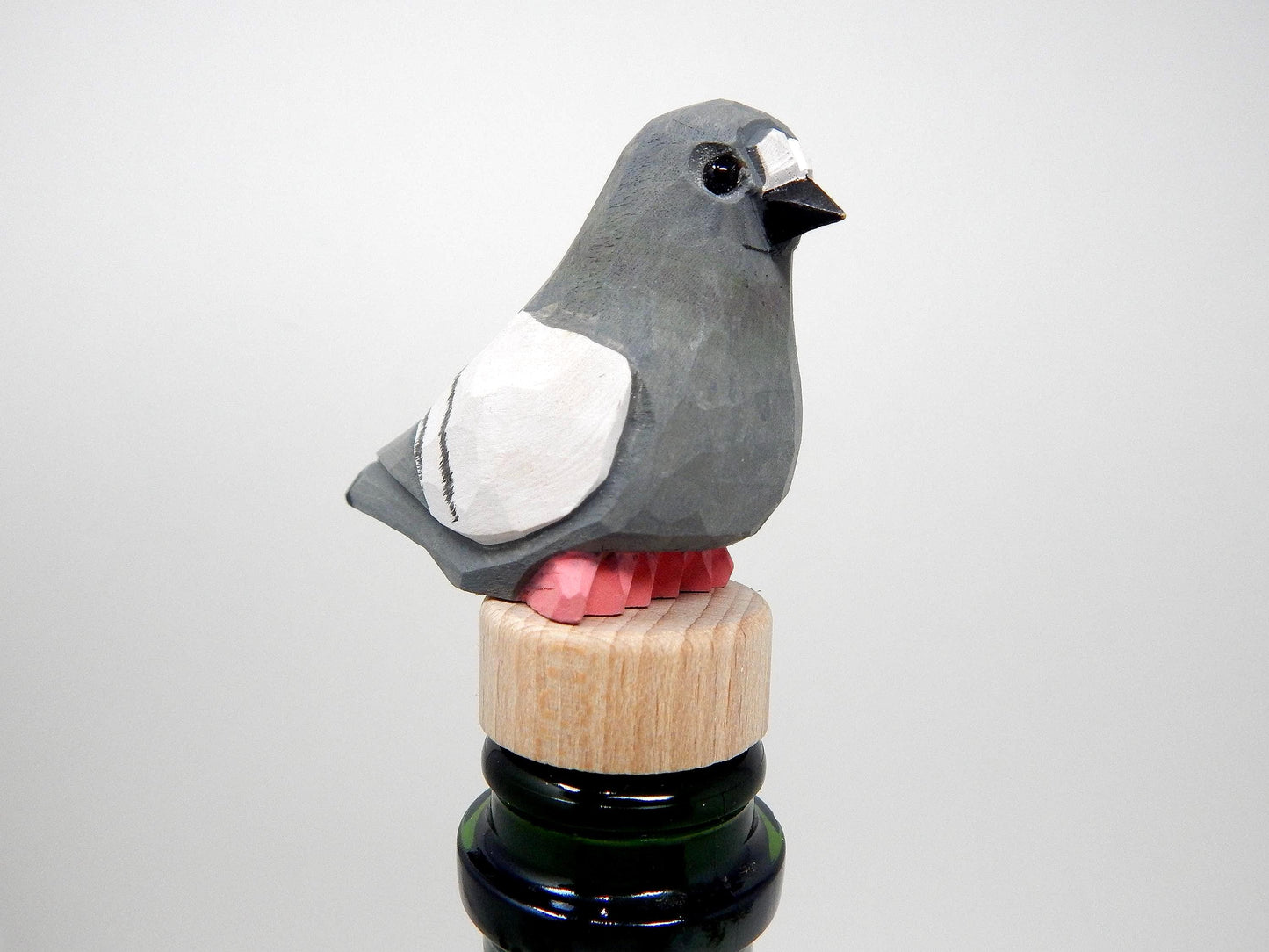 Handmade Pigeon Bird Wine Stopper – Rustic Reusable Bottle Plug