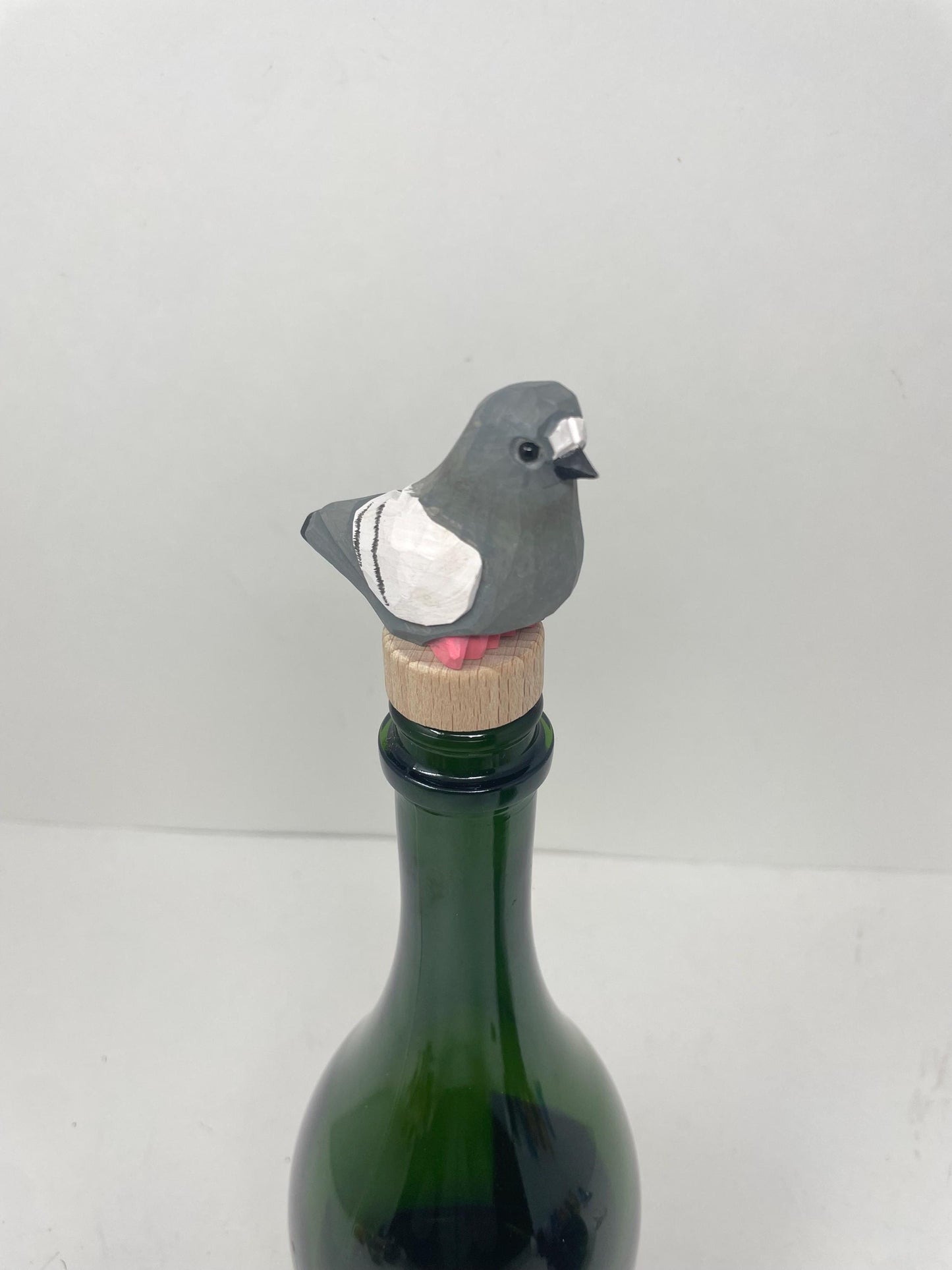 Handmade Pigeon Bird Wine Stopper – Rustic Reusable Bottle Plug