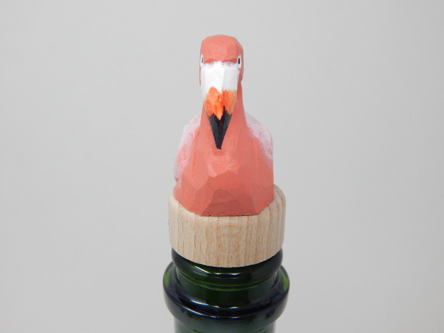 Handmade Pink Flamingo Wine Stopper – Rustic Reusable Bottle Plug