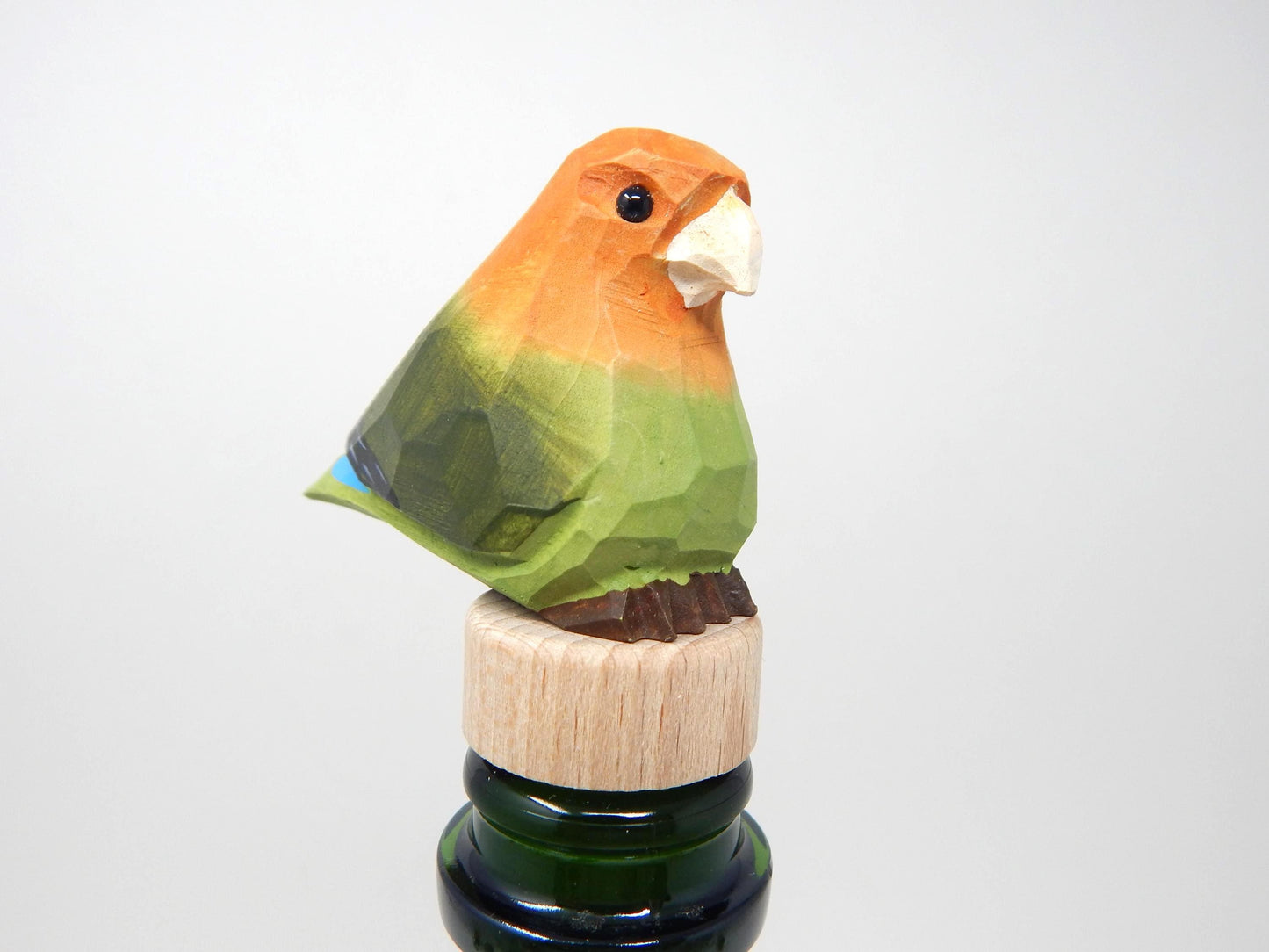 Handmade Lovebird Wine Stopper – Rustic Reusable Bottle Plug