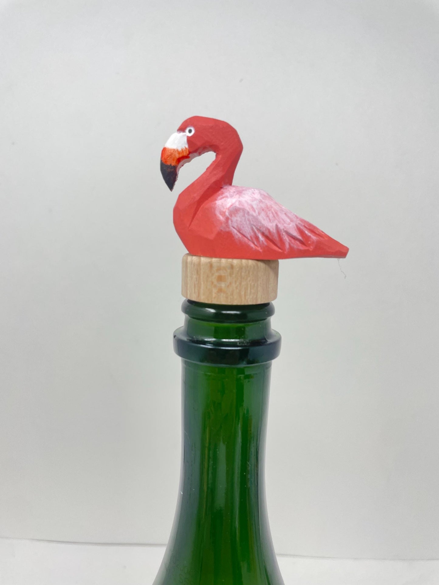 Handmade Pink Flamingo Wine Stopper – Rustic Reusable Bottle Plug