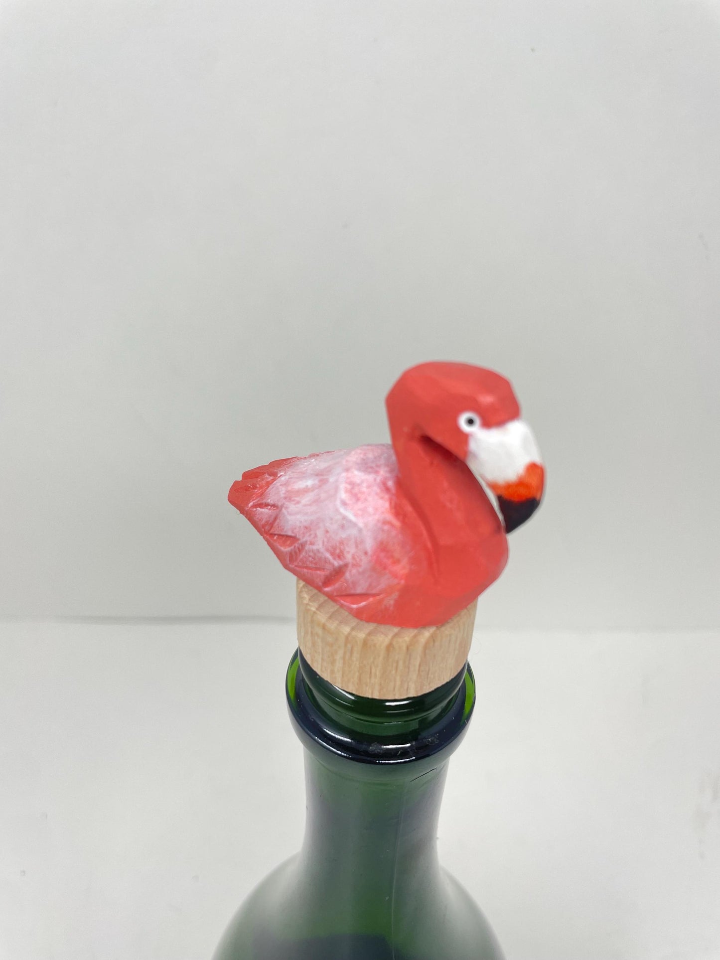 Handmade Pink Flamingo Wine Stopper – Rustic Reusable Bottle Plug