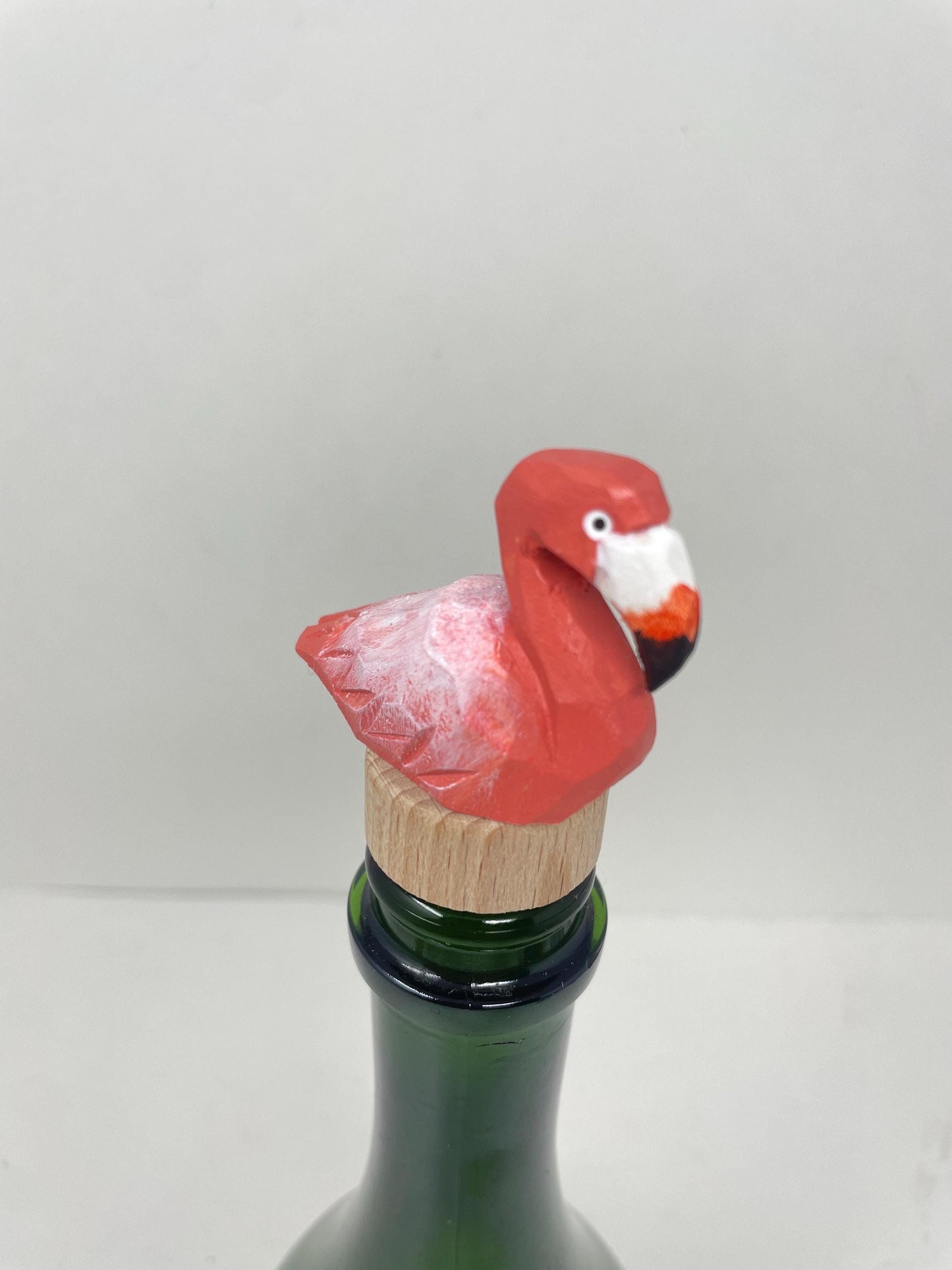 Handmade Pink Flamingo Wine Stopper – Rustic Reusable Bottle Plug