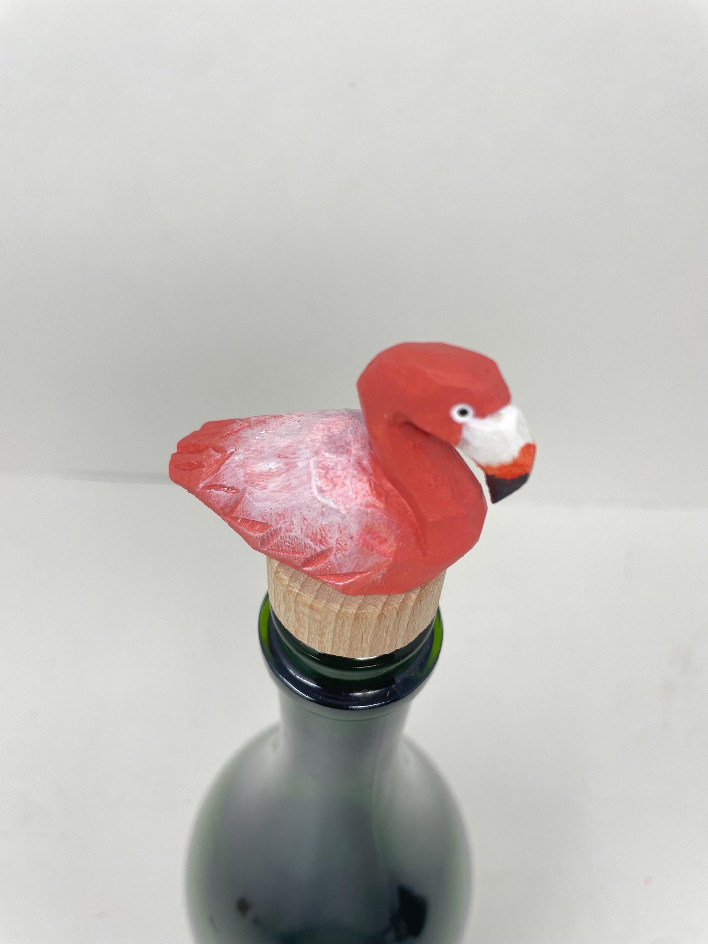 Handmade Pink Flamingo Wine Stopper – Rustic Reusable Bottle Plug
