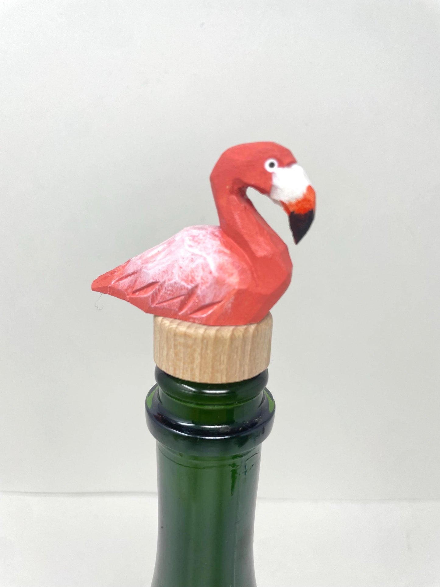 Handmade Pink Flamingo Wine Stopper – Rustic Reusable Bottle Plug