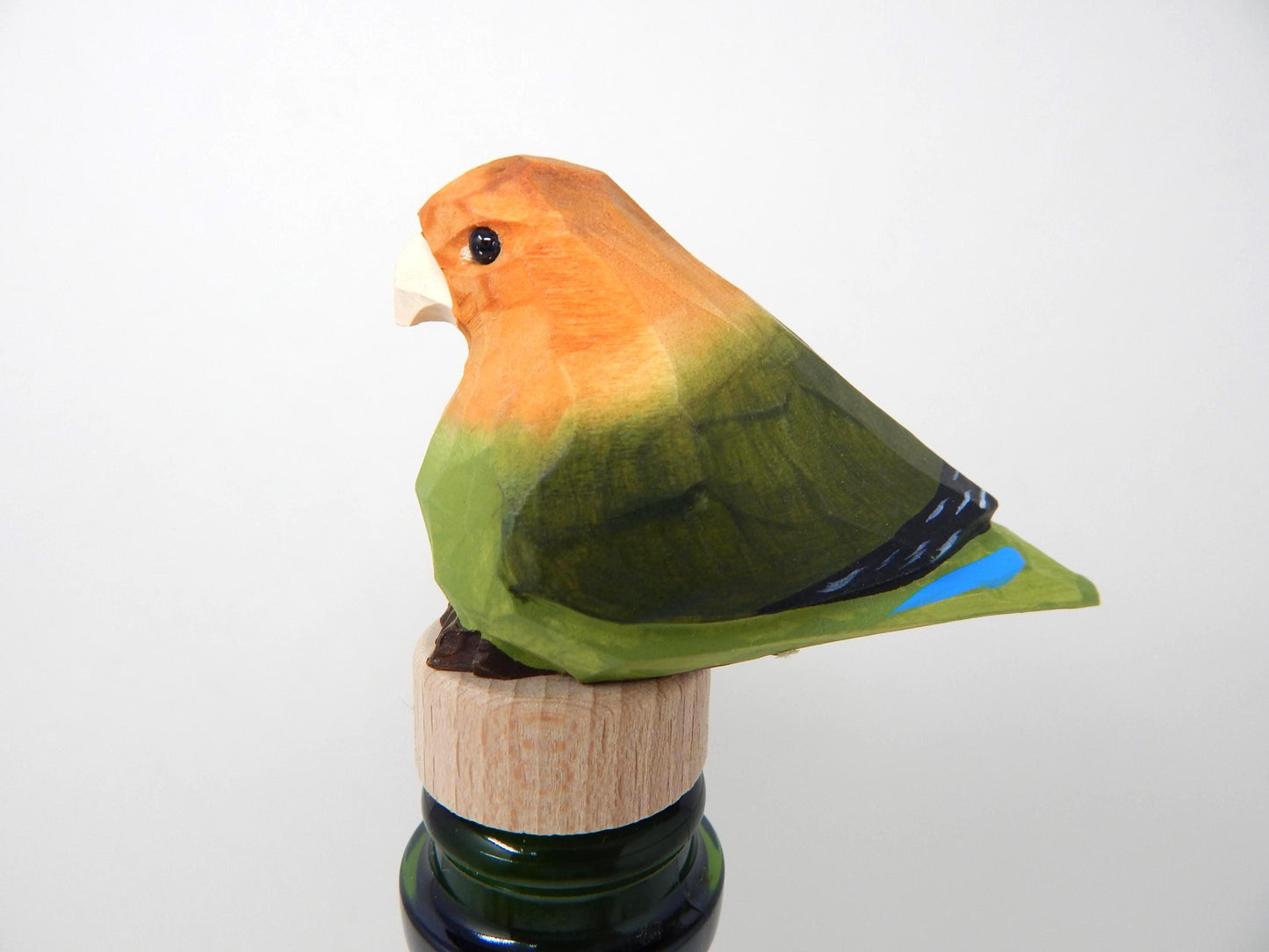 Handmade Lovebird Wine Stopper – Rustic Reusable Bottle Plug
