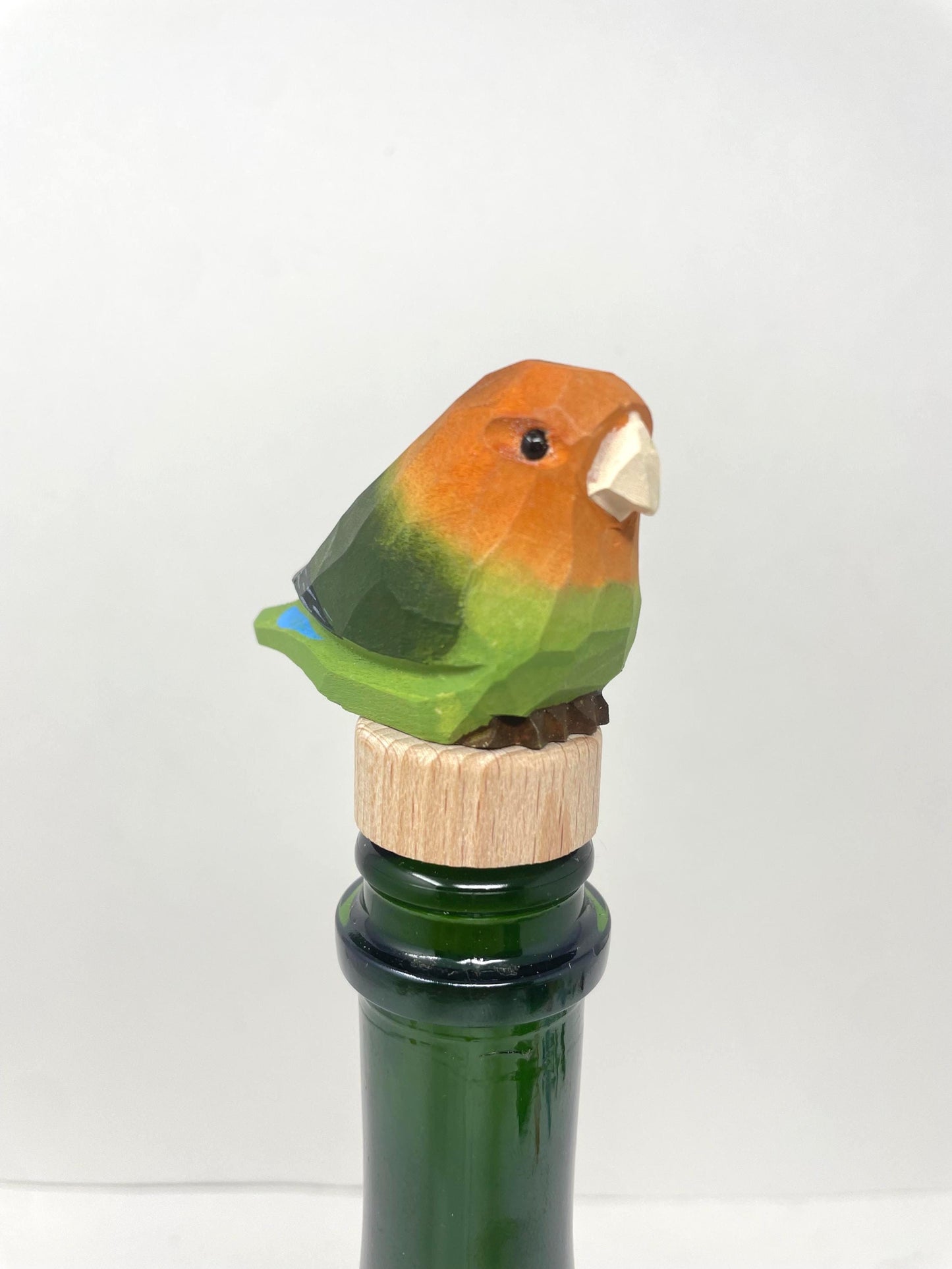 Handmade Lovebird Wine Stopper – Rustic Reusable Bottle Plug