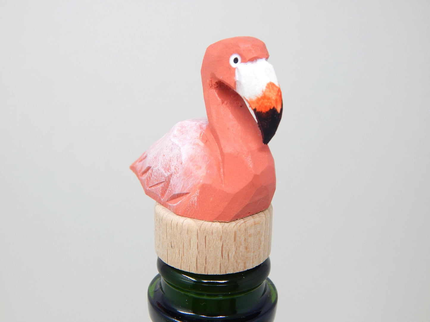 Handmade Pink Flamingo Wine Stopper – Rustic Reusable Bottle Plug