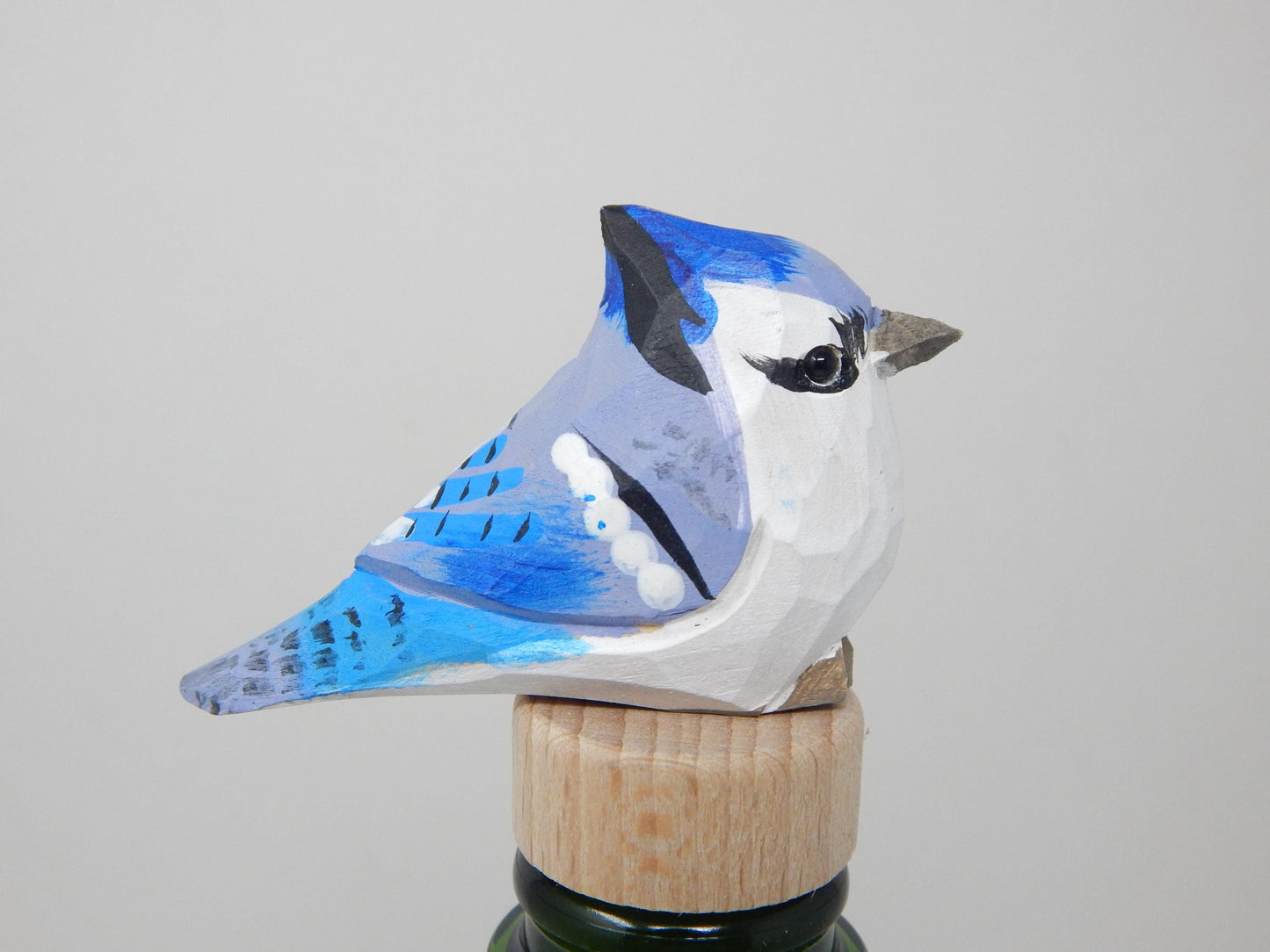 Handmade Blue Jay Bird Wine Stopper – Rustic Reusable Bottle Plug