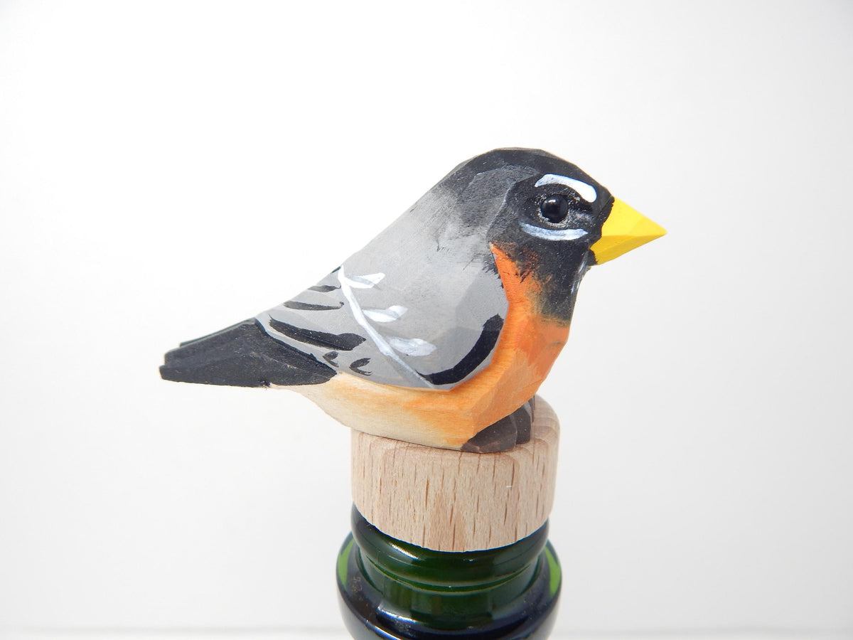 Handmade Robin Bird Wine Stopper – Rustic Reusable Bottle Plug