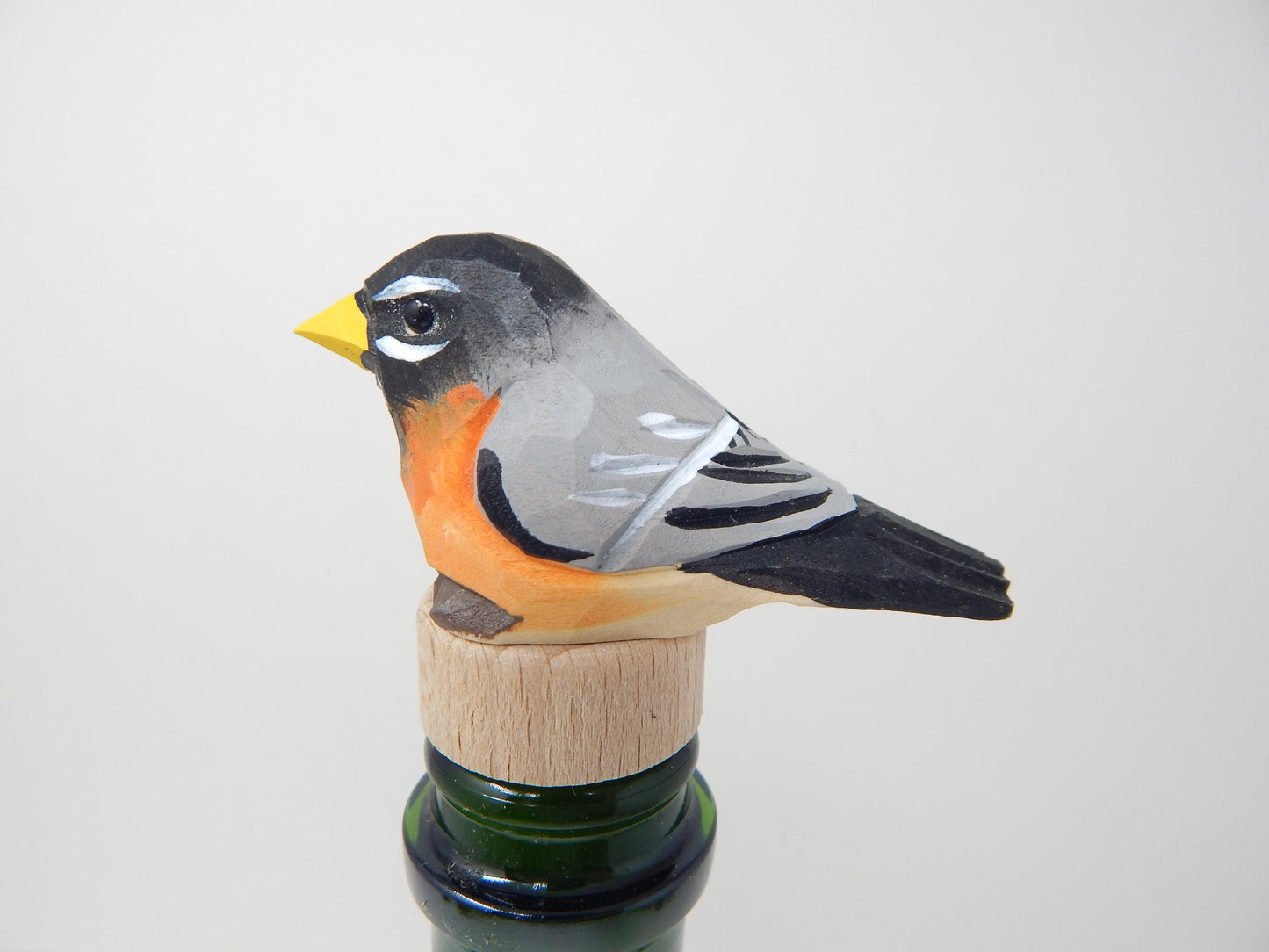 Handmade Robin Bird Wine Stopper – Rustic Reusable Bottle Plug