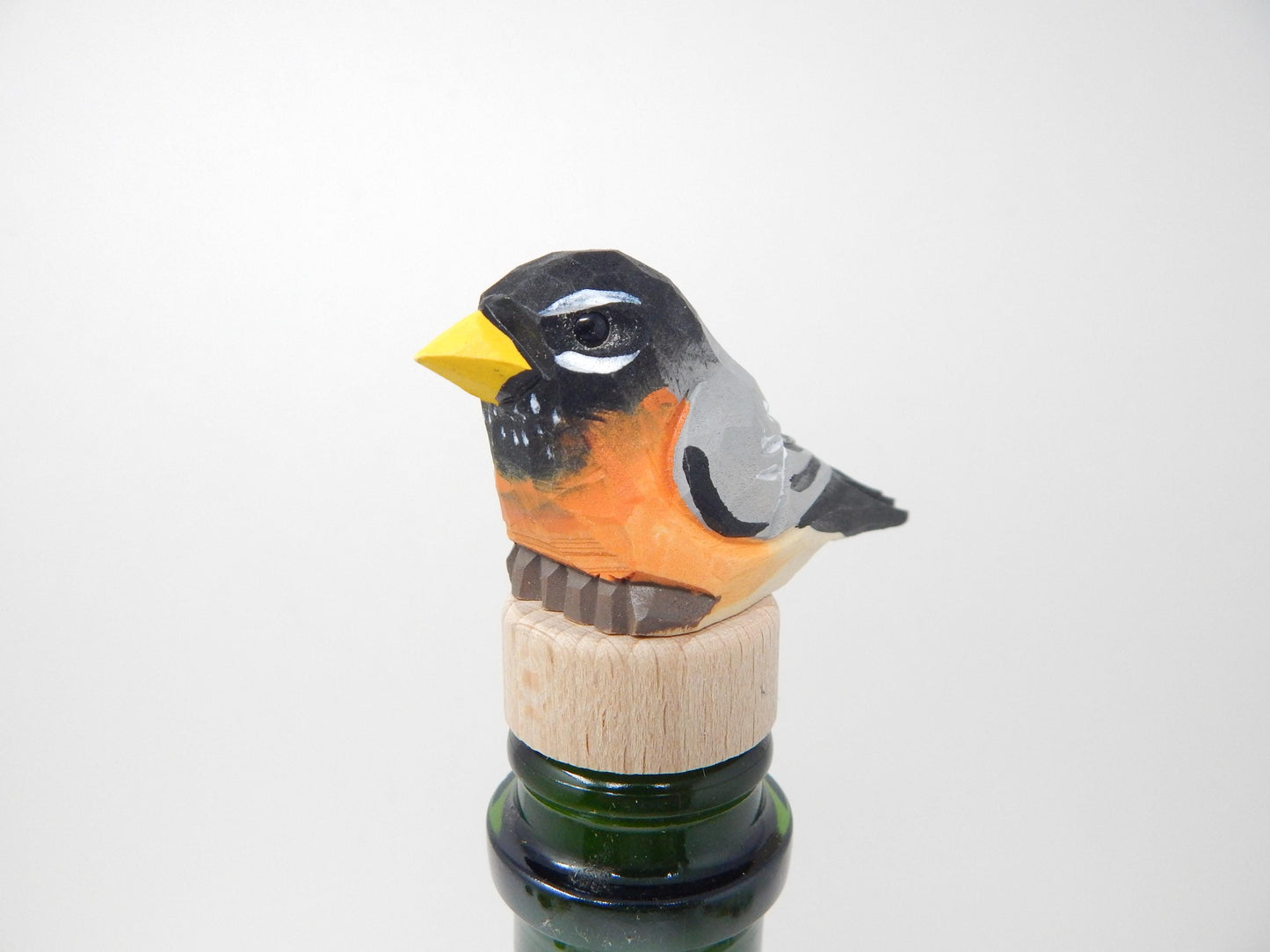 Handmade Robin Bird Wine Stopper – Rustic Reusable Bottle Plug