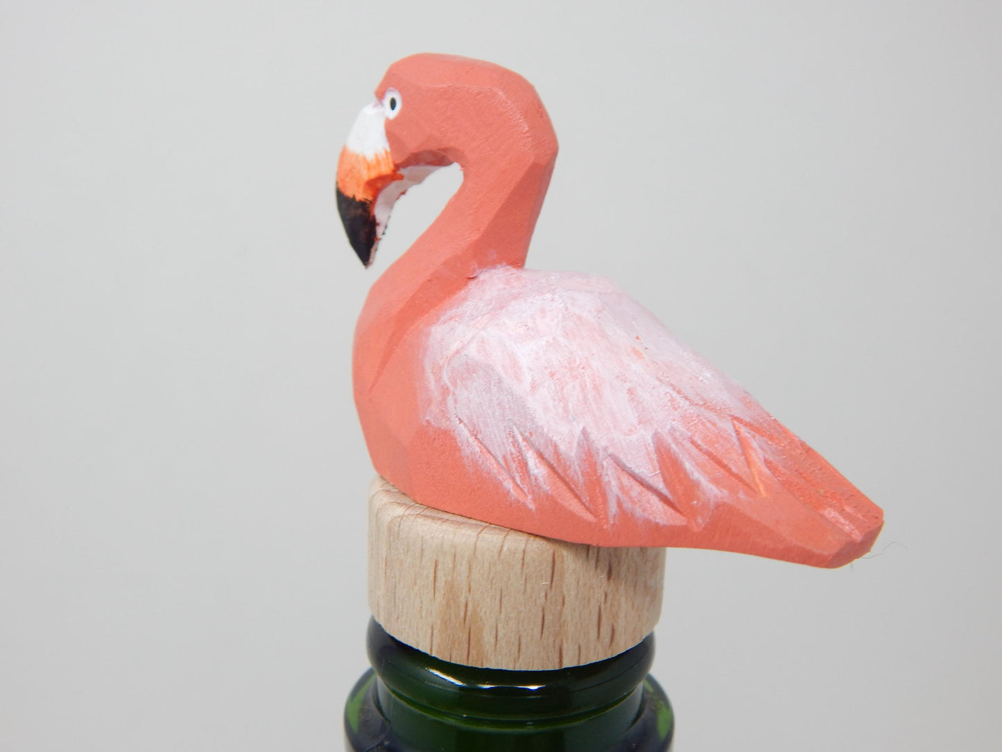 Handmade Pink Flamingo Wine Stopper – Rustic Reusable Bottle Plug