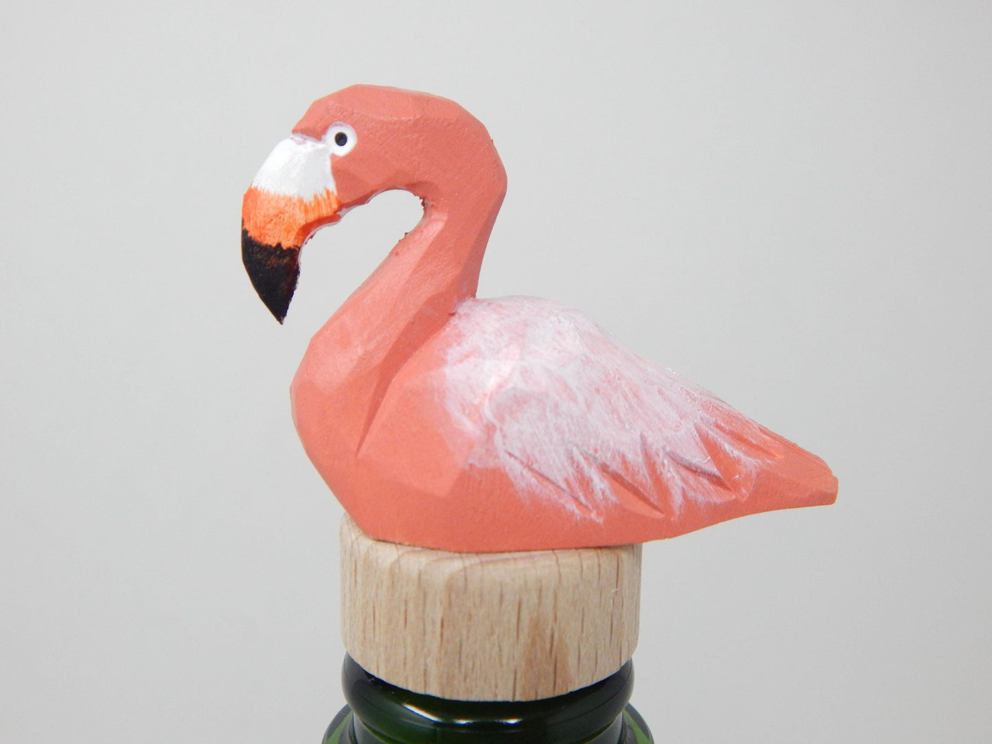 Handmade Pink Flamingo Wine Stopper – Rustic Reusable Bottle Plug
