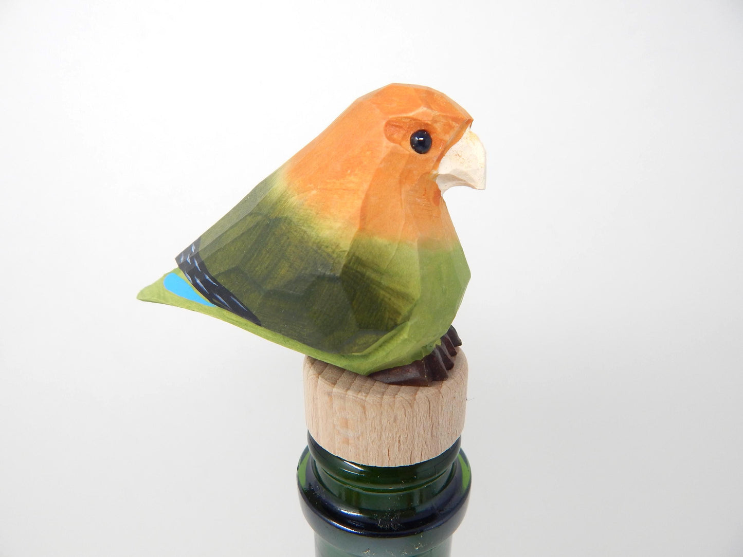 Handmade Lovebird Wine Stopper – Rustic Reusable Bottle Plug