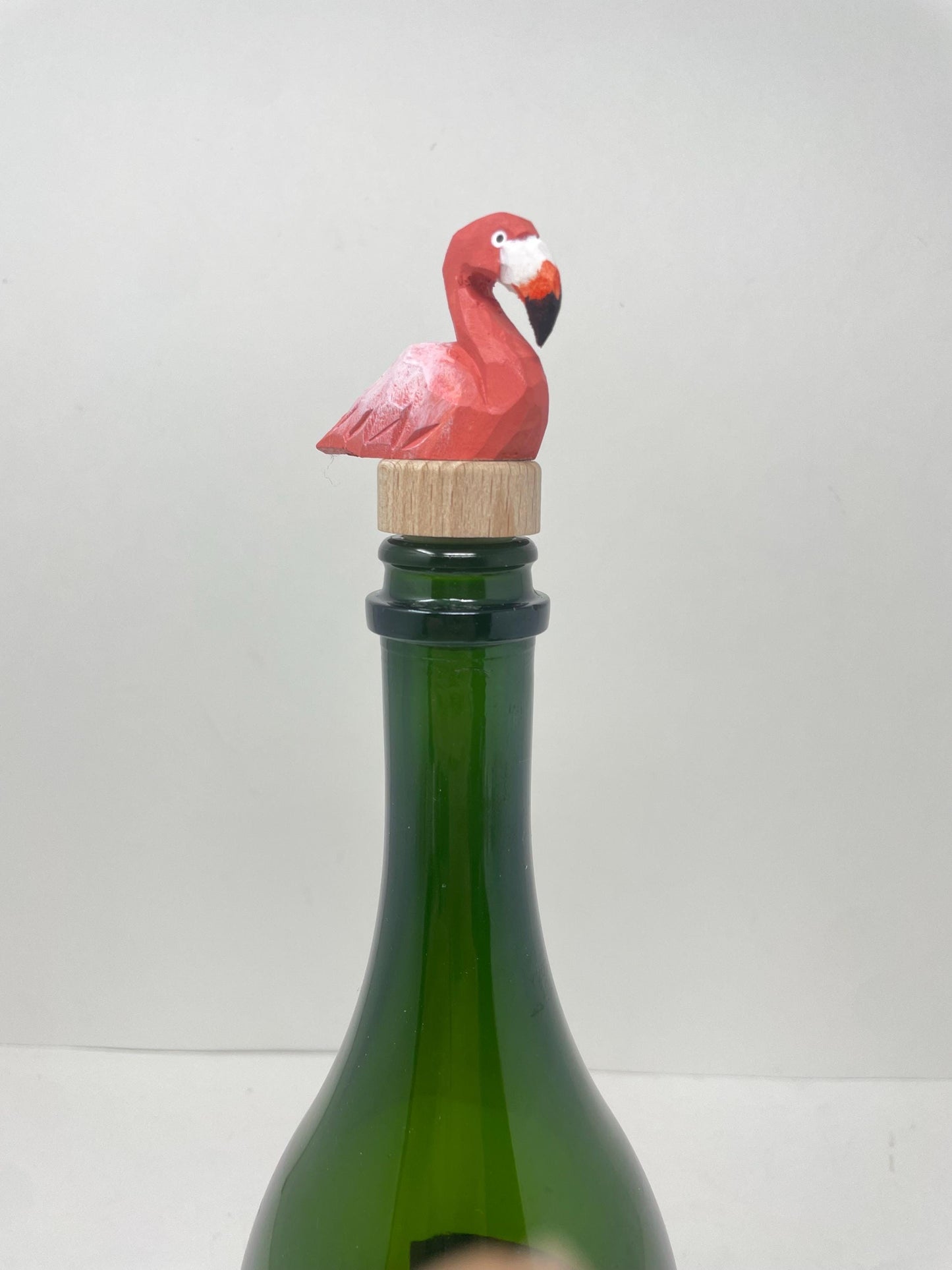 Handmade Pink Flamingo Wine Stopper – Rustic Reusable Bottle Plug